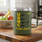 Custom USMC 15W40 Coffee Mug – Personalized “Uncle Sam’s Misguided Coffee” Marine Corps 15oz Travel Tumbler