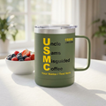 Custom USMC 15W40 Coffee Mug – Personalized “Uncle Sam’s Misguided Coffee” Marine Corps 15oz Travel Tumbler