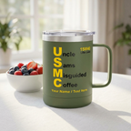 Custom USMC 15W40 Coffee Mug – Personalized “Uncle Sam’s Misguided Coffee” Marine Corps 15oz Travel Tumbler
