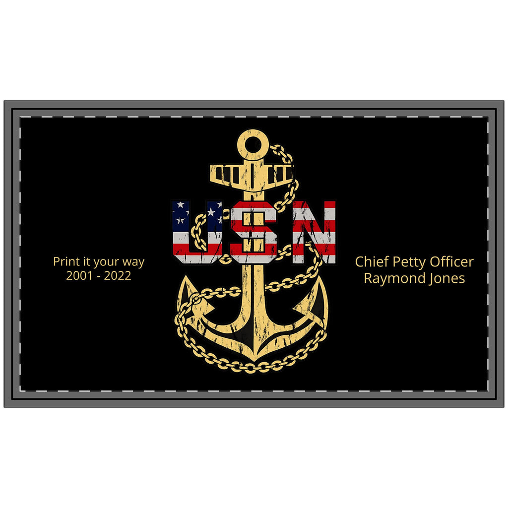 Personalized U.S. Navy Anchor Doormat | Custom USN Chief, Veteran & Navy Family Welcome Mat