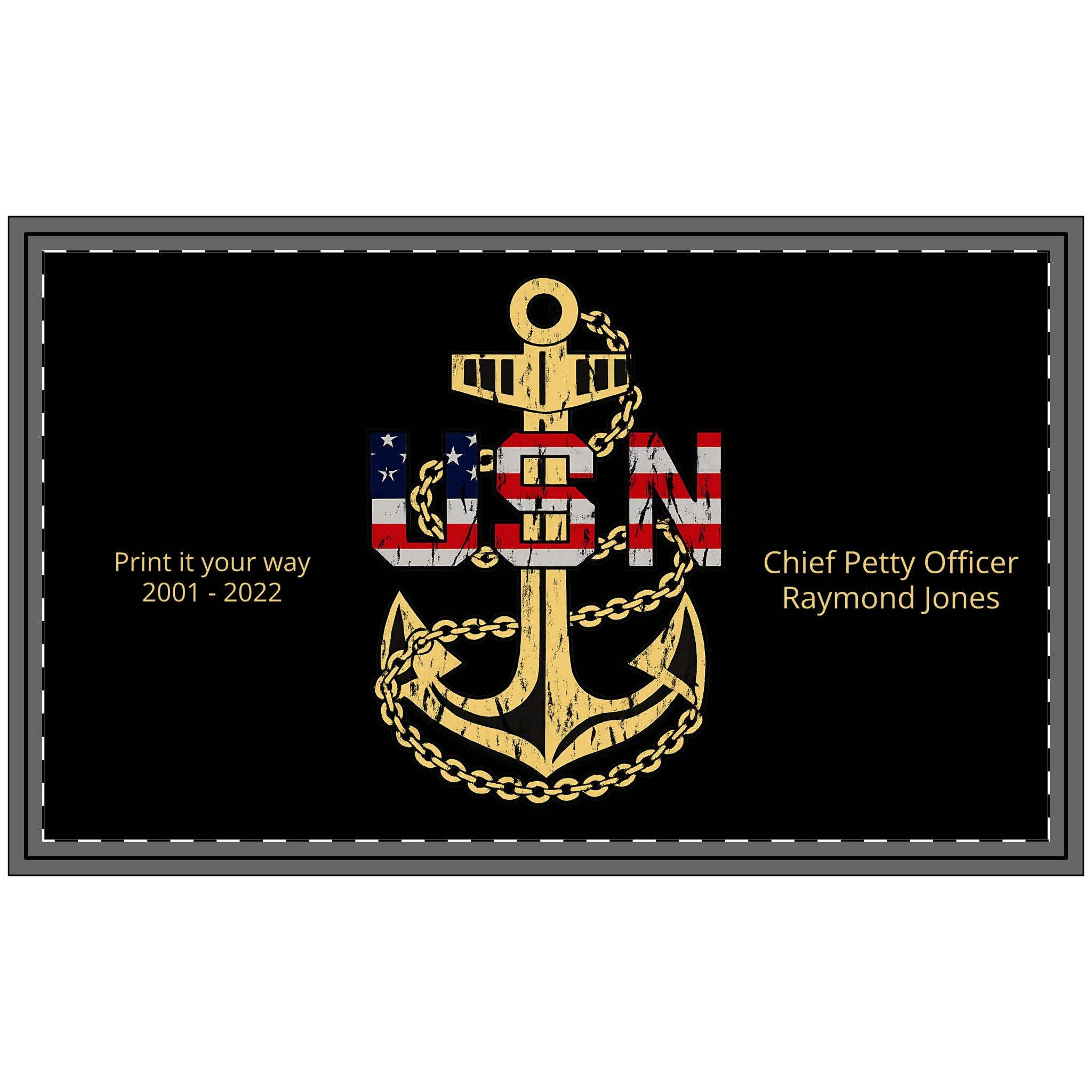 Personalized U.S. Navy Anchor Doormat | Custom USN Chief, Veteran & Navy Family Welcome Mat