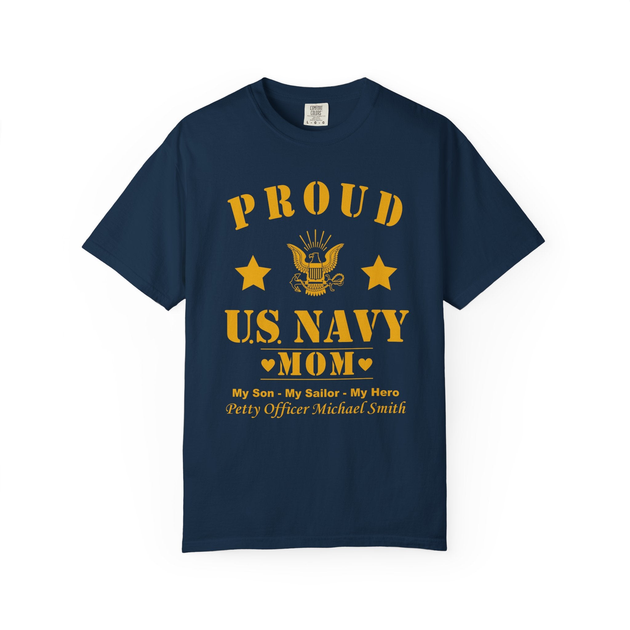Custom Proud Navy Mom Comfort Colors T-Shirt – Personalized U.S. Navy Mom Shirt with Name, Rank & Ship