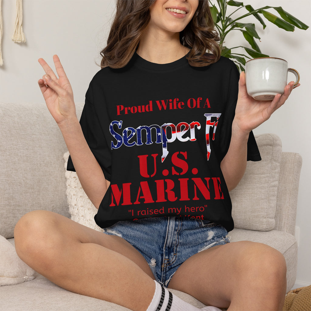 Custom Marine Wife Shirt – Personalized Semper Fi USMC T-Shirt | Proud Military Spouse Gift | Comfort Colors 1717