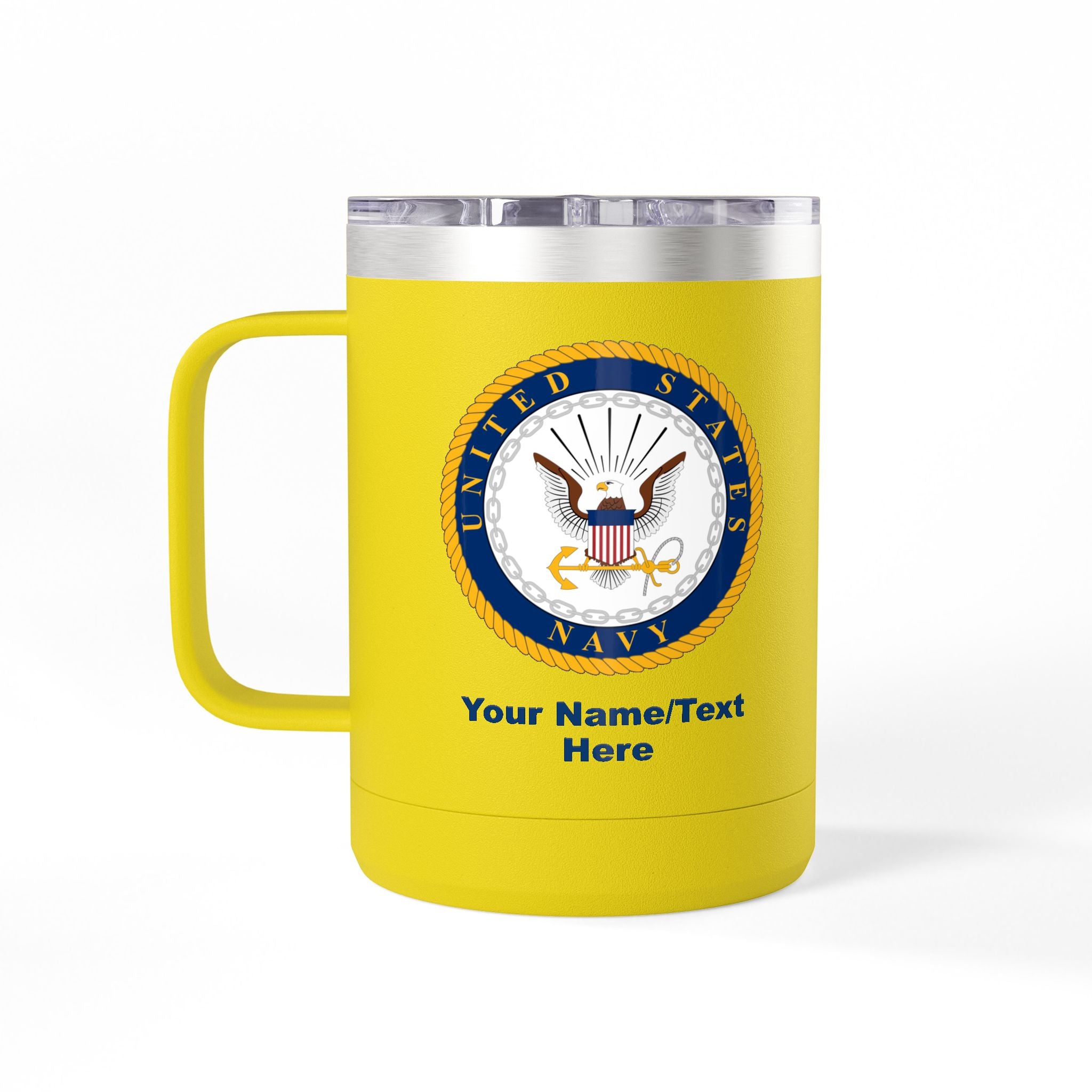 Custom U.S. Navy 15oz Travel Mug – Personalized Insulated Coffee Tumbler with Navy Seal, Name, Rank & Ship (6 Colors)