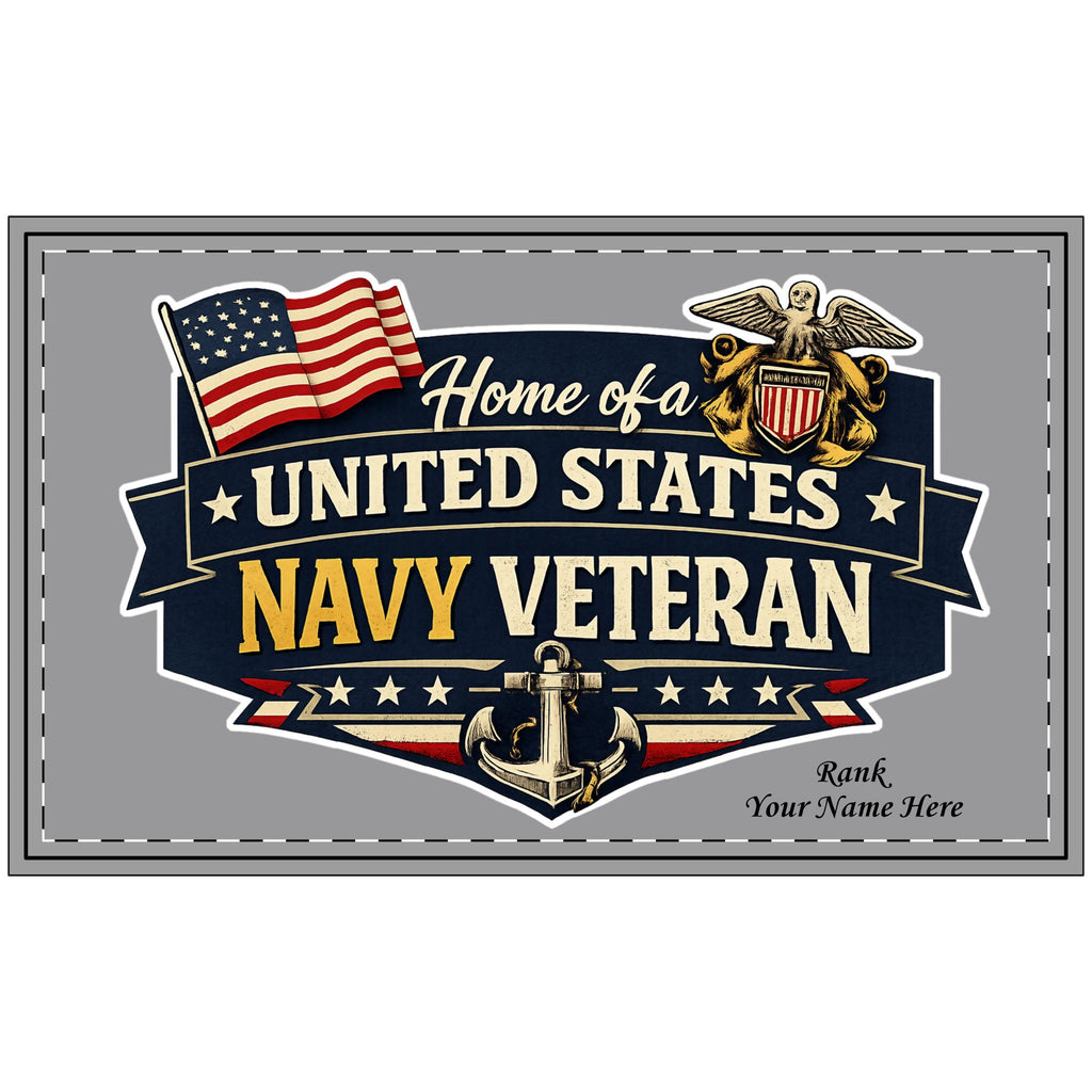 Personalized U.S. Navy Veteran Doormat | Custom Navy Veteran & Navy Family Welcome Mat