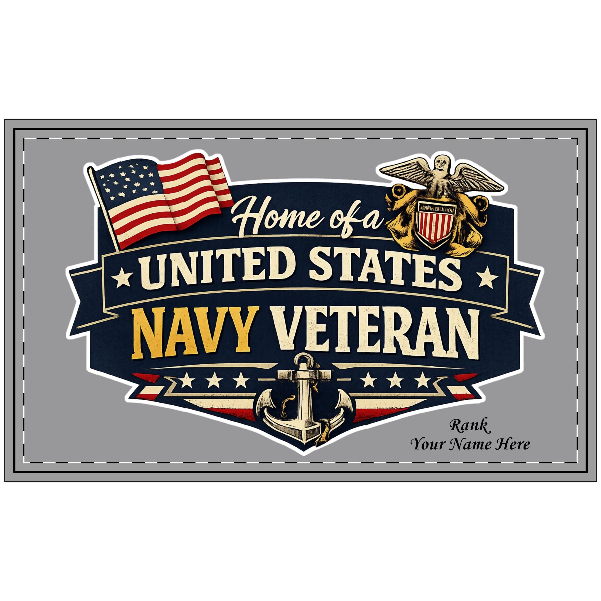 Personalized U.S. Navy Veteran Doormat | Custom Navy Veteran & Navy Family Welcome Mat