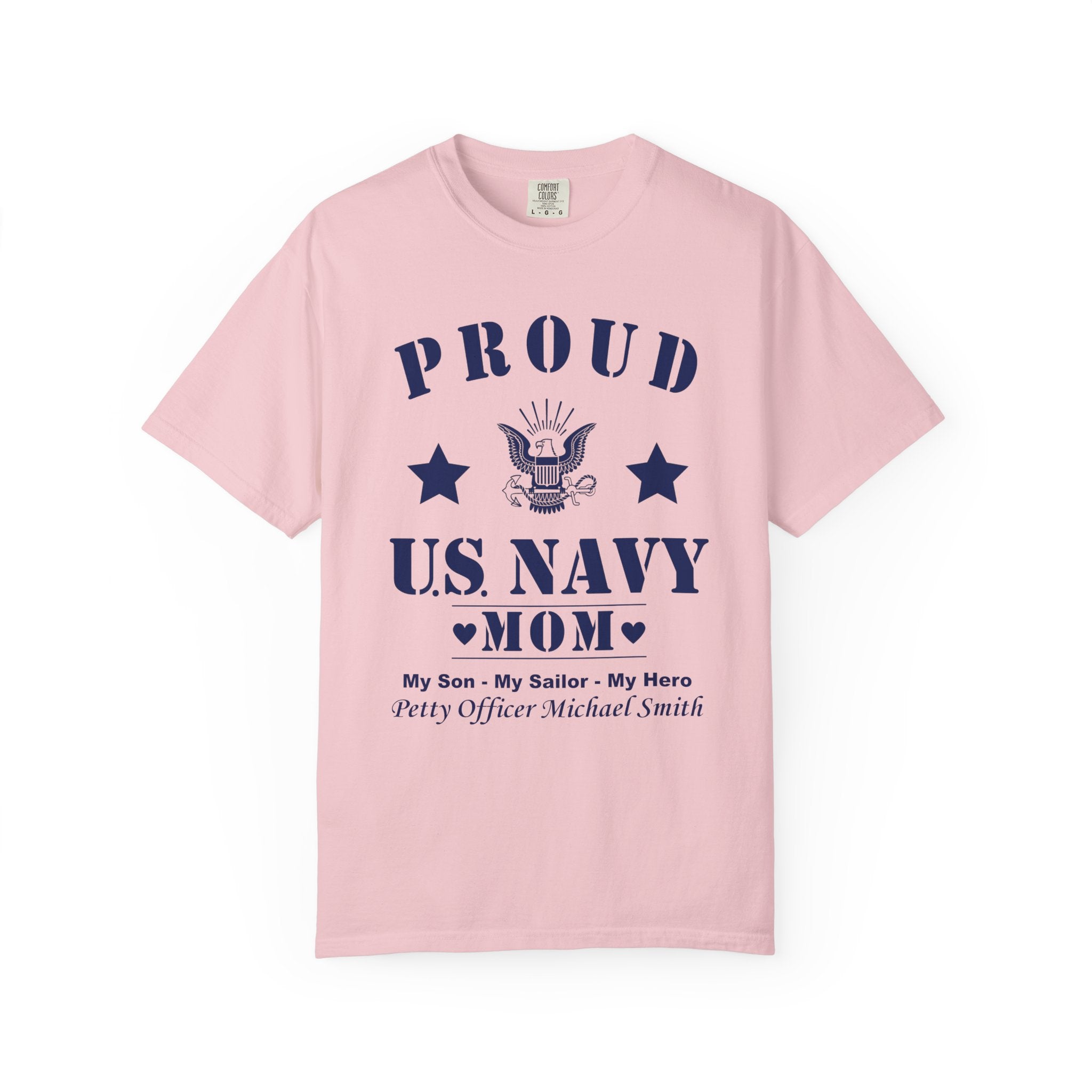 Custom Proud Navy Mom Comfort Colors T-Shirt – Personalized U.S. Navy Mom Shirt with Name, Rank & Ship