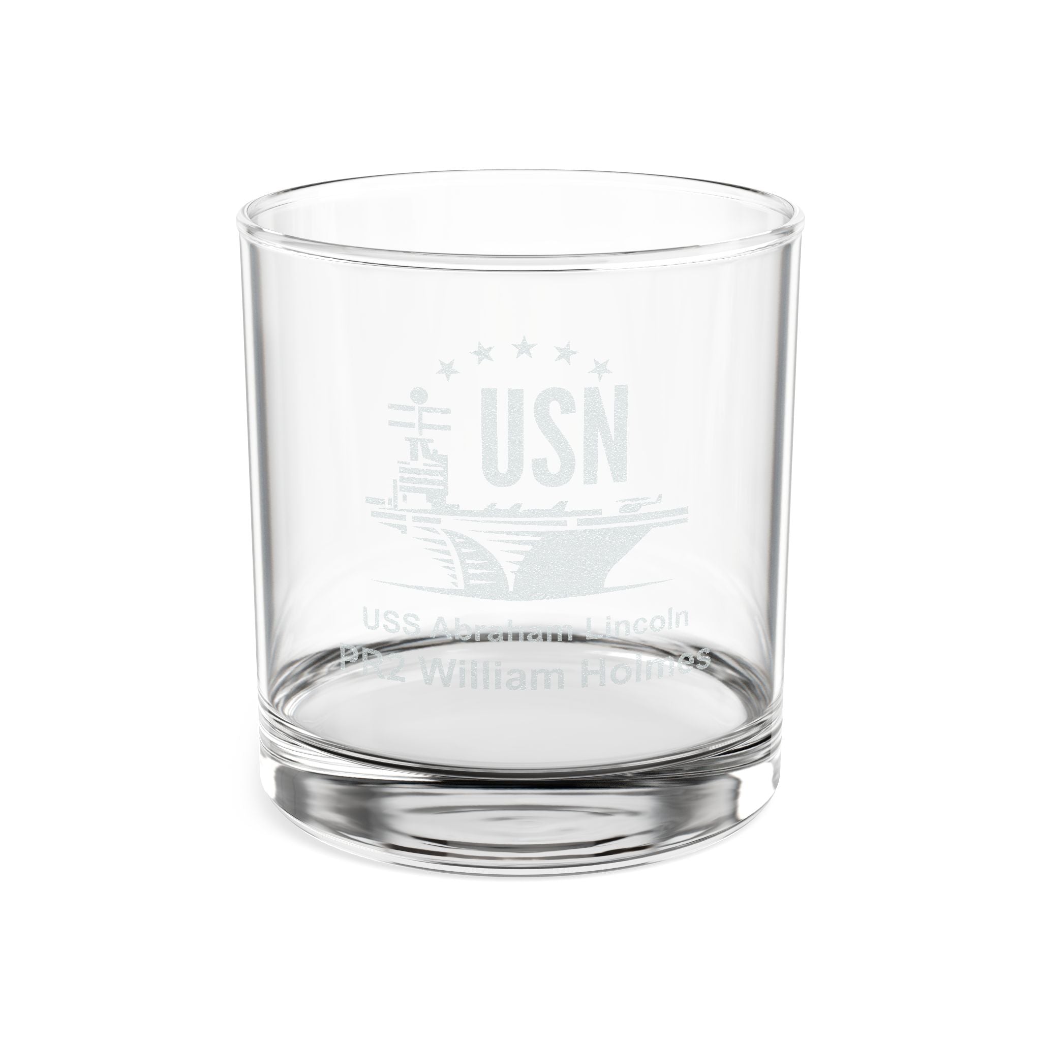 U.S. Navy Personalized Aircraft Carrier Whiskey Glass, 10.5oz (Engraving)