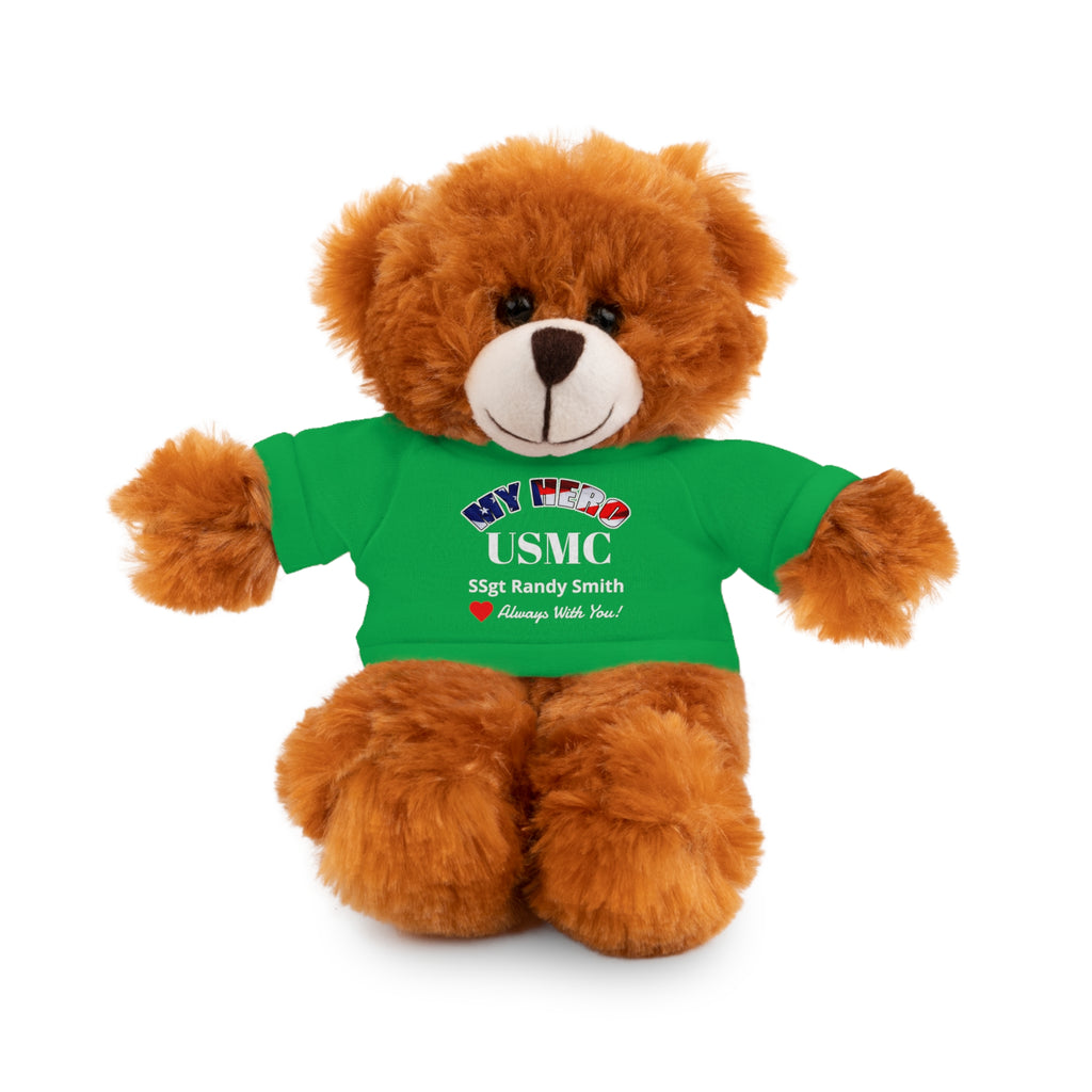 Custom USMC Stuffed Animal with Personalized T-Shirt – 6 Plush Animals, 5 Shirt Colors