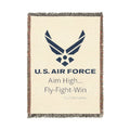 Custom U.S. Air Force Aim High Woven Blanket – Personalized USAF Military Gift with Name & Rank