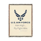 Custom U.S. Air Force Aim High Woven Blanket – Personalized USAF Military Gift with Name & Rank