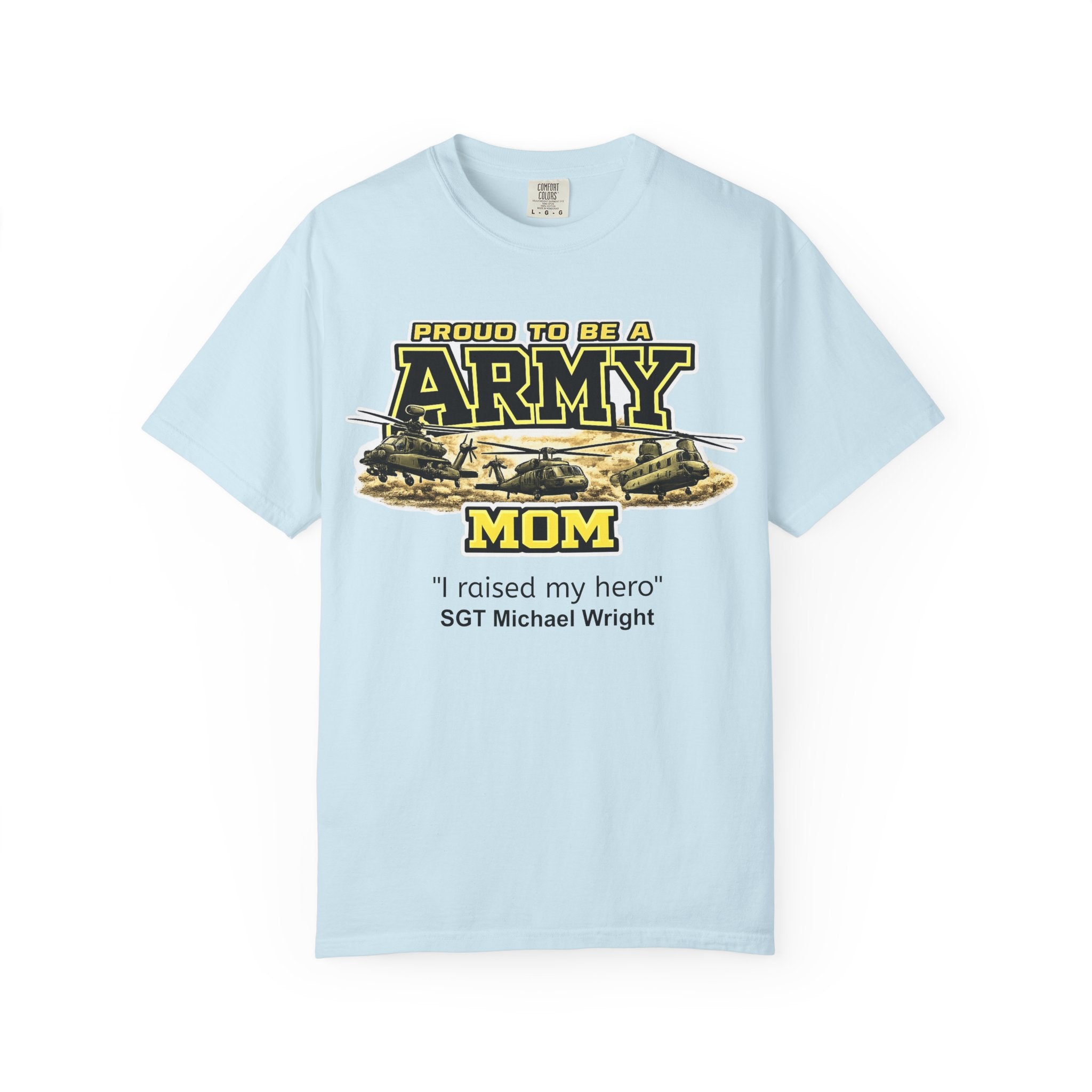 Army Mom Shirt with Helicopters – Personalized Proud Army Mom Comfort Colors Tee