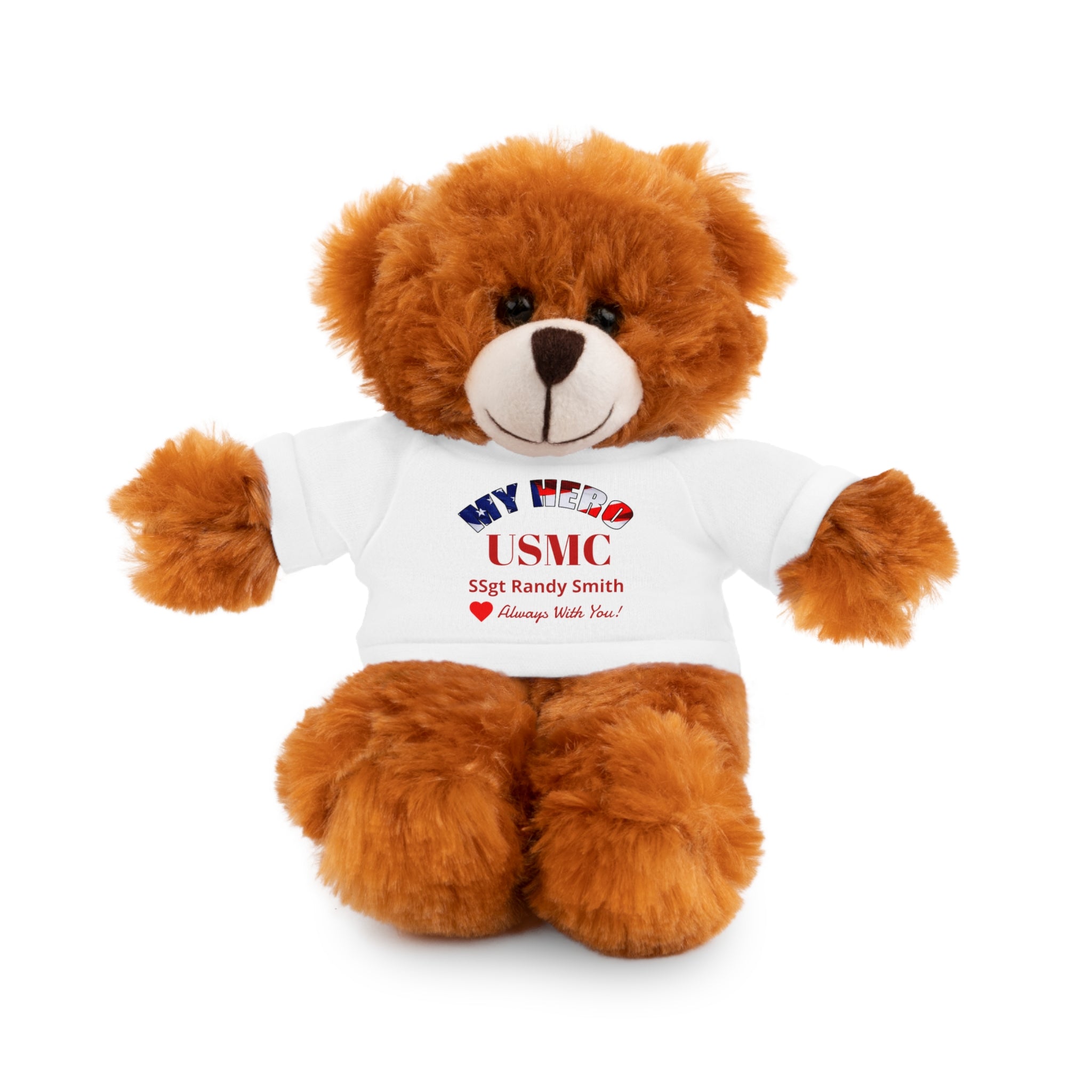 Custom USMC Stuffed Animal with Personalized T-Shirt – 6 Plush Animals, 5 Shirt Colors