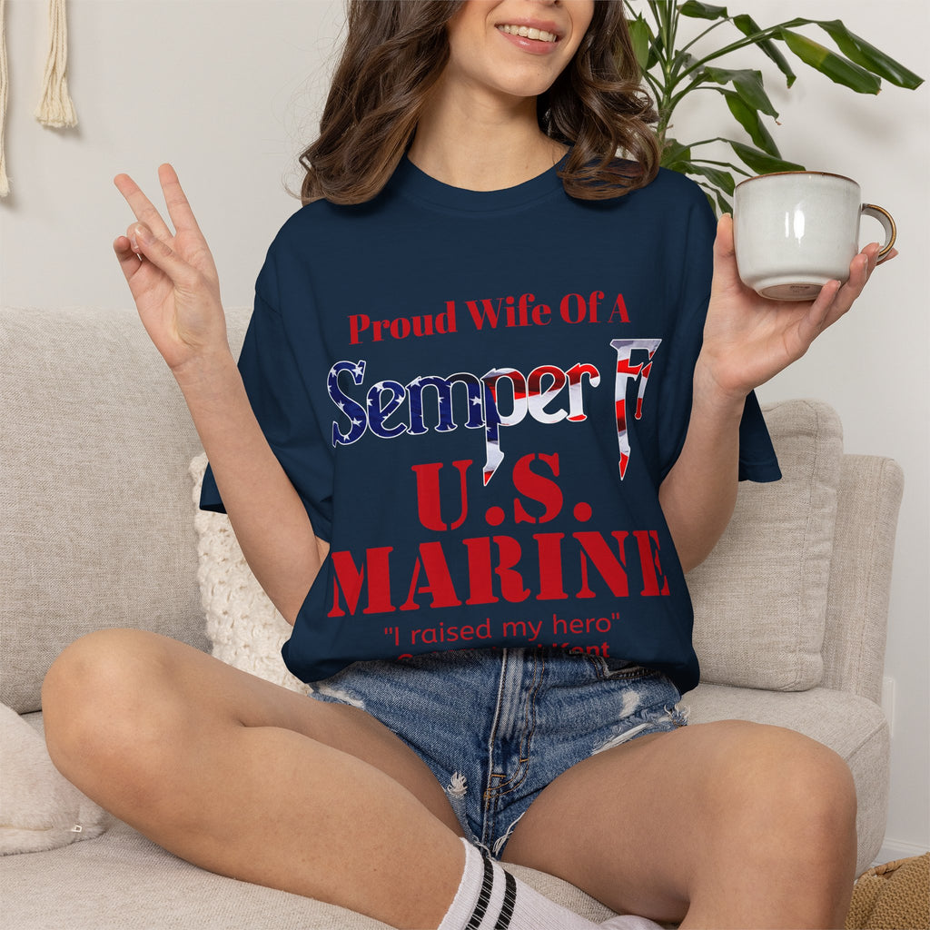 Custom Marine Wife Shirt – Personalized Semper Fi USMC T-Shirt | Proud Military Spouse Gift | Comfort Colors 1717