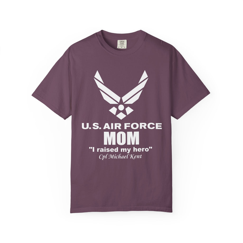Personalized Air Force Mom Shirt – Custom USAF Family Tee with Rank, Aircraft & Message | Comfort Colors