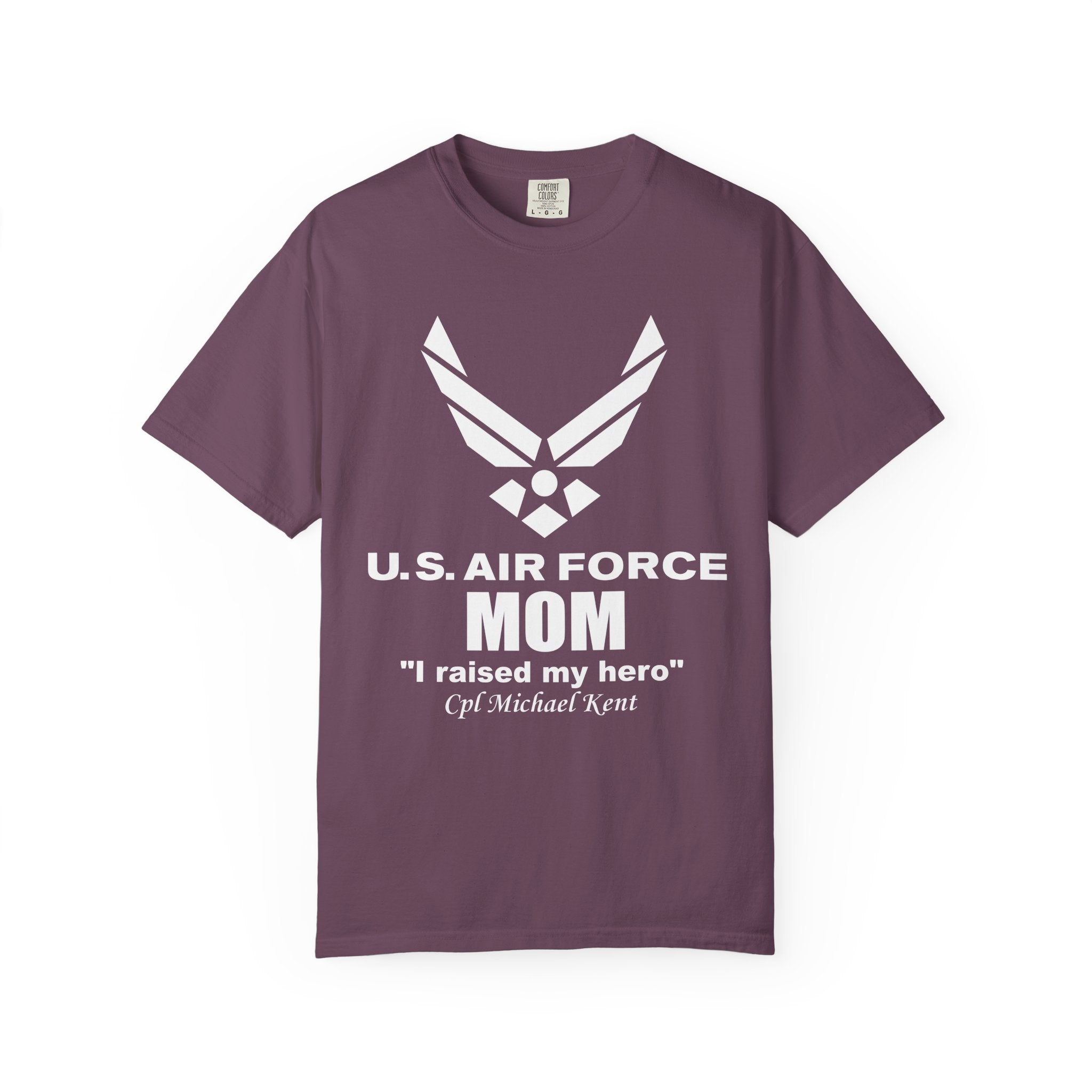 Personalized Air Force Mom Shirt – Custom USAF Family Tee with Rank, Aircraft & Message | Comfort Colors