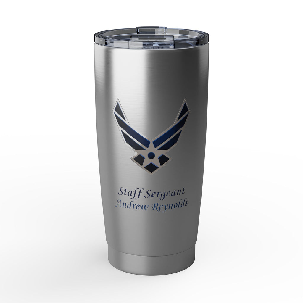 Custom U.S. Air Force 20oz Tumbler – Personalized Military Cup with Name, Rank & Unit (3 Colors)