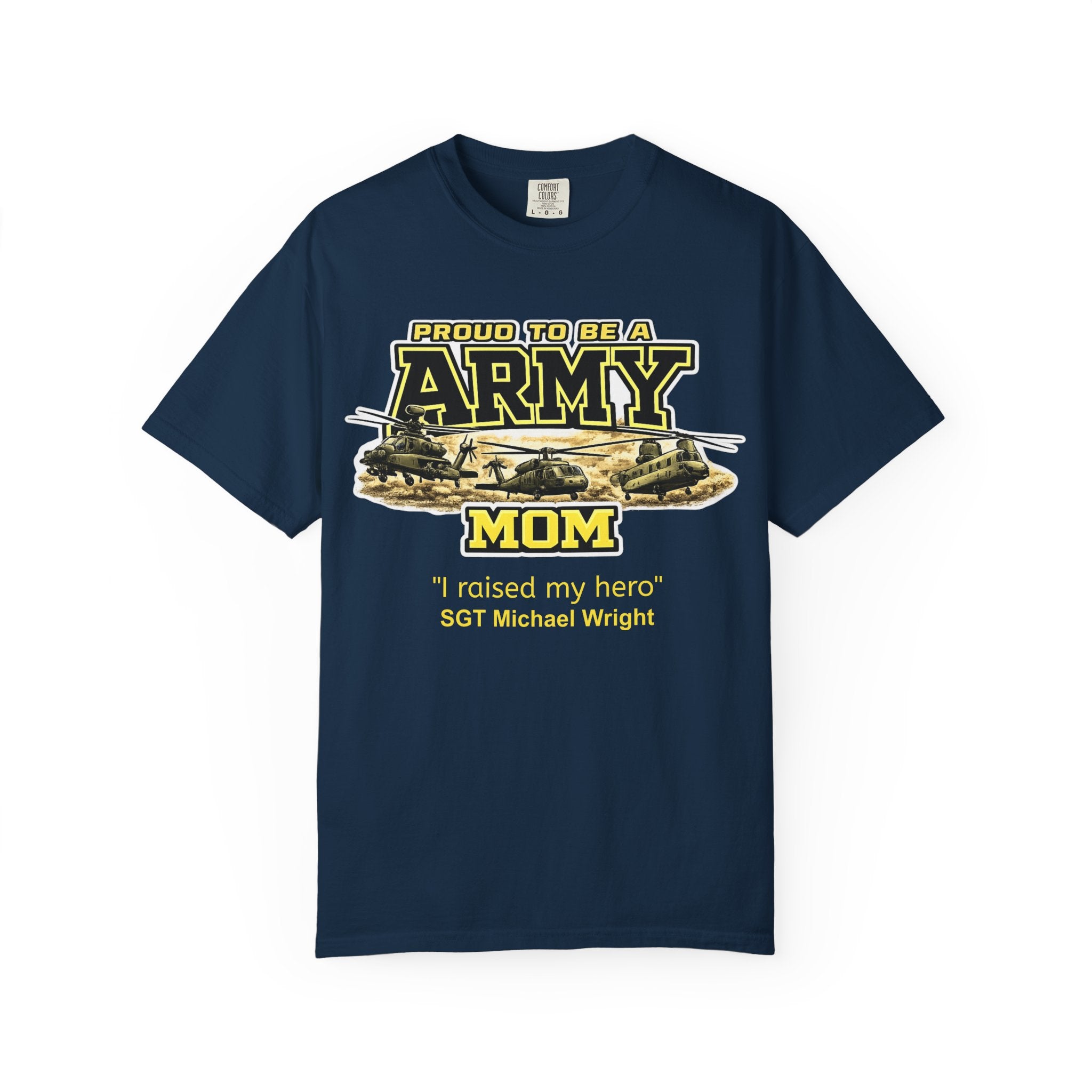 Army Mom Shirt with Helicopters – Personalized Proud Army Mom Comfort Colors Tee