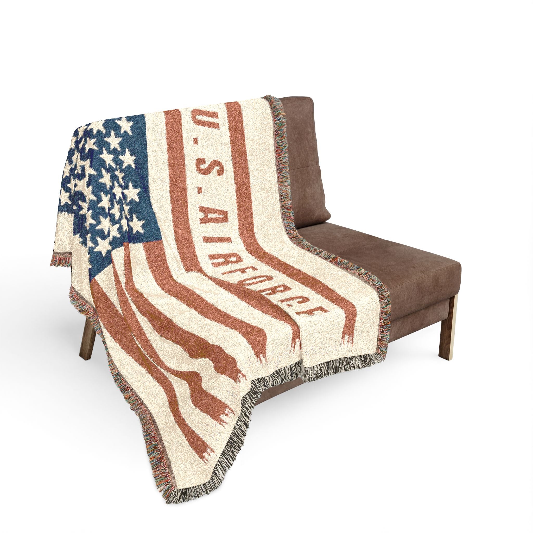 Custom U.S. Air Force American Flag Woven Blanket – Personalized USAF Military Gift with Name, Rank & Message