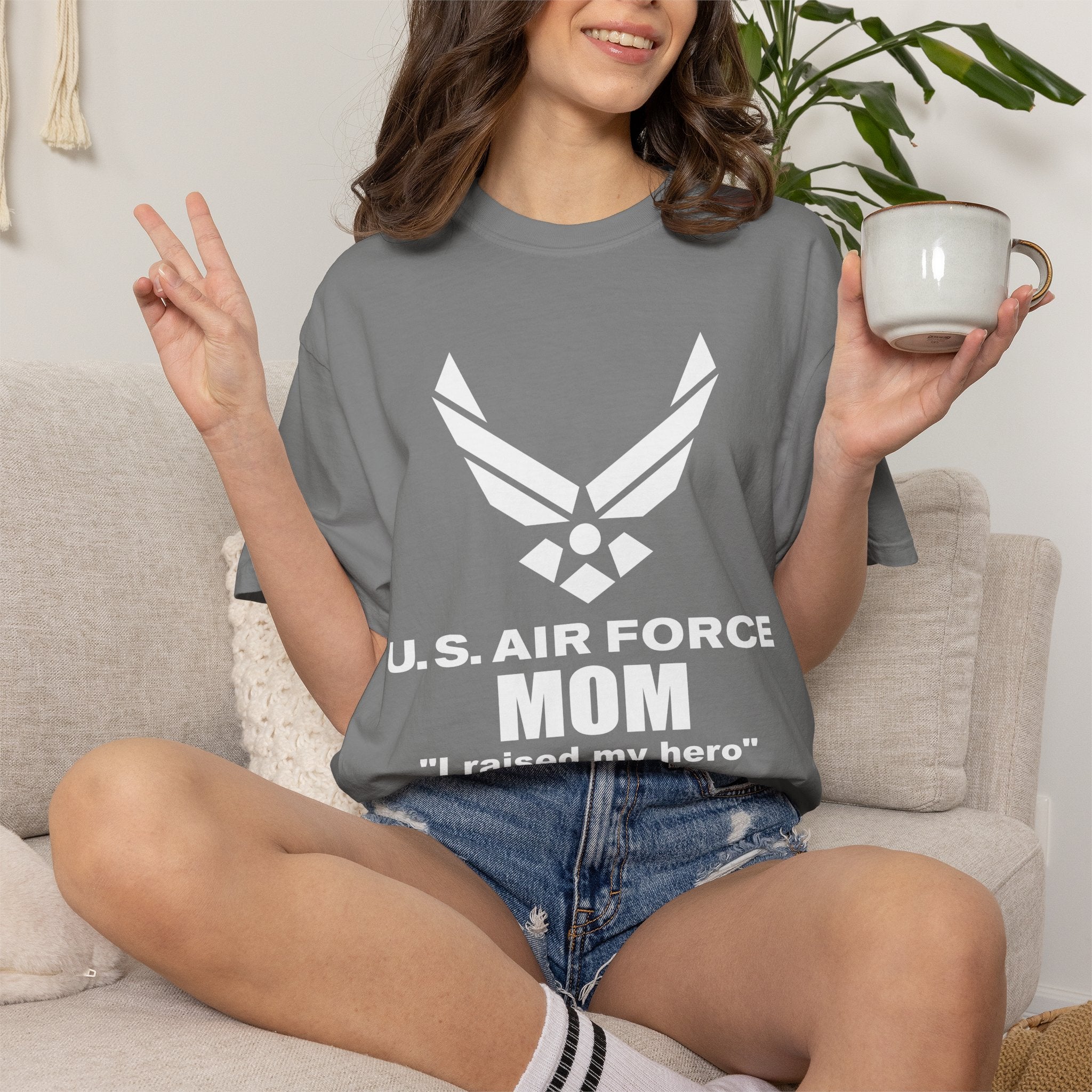 Personalized Air Force Mom Shirt – Custom USAF Family Tee with Rank, Aircraft & Message | Comfort Colors