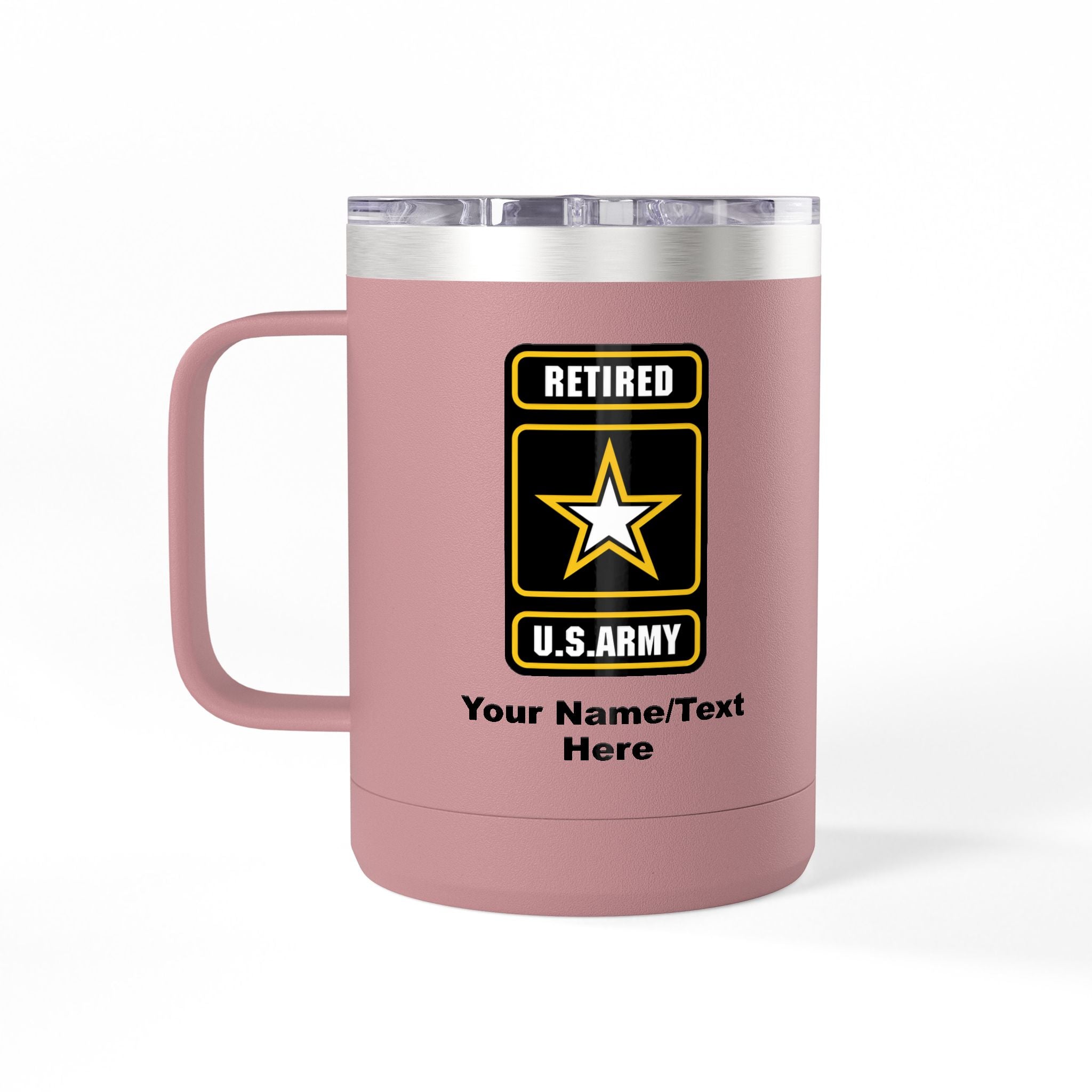 Retired Army Logo Personalized  Insulated 15oz Travel Mug Tumbler
