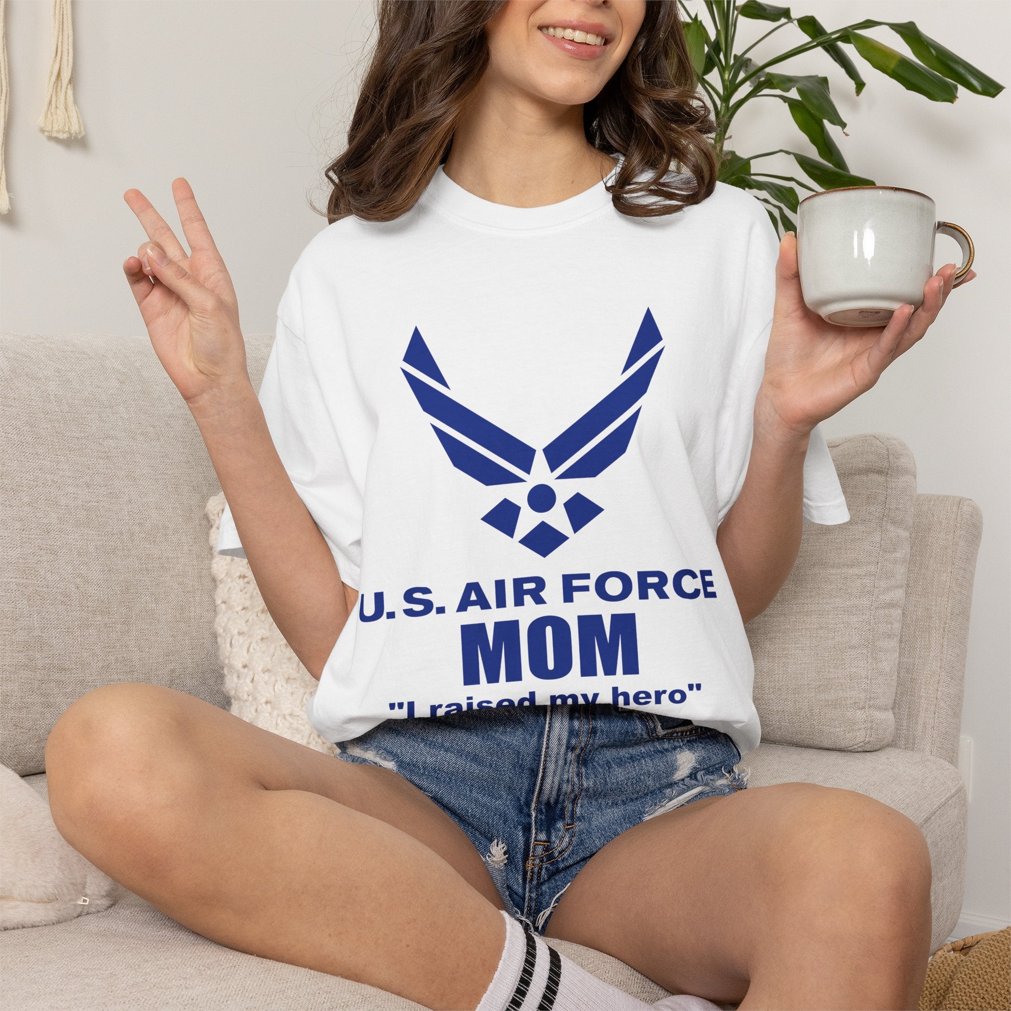 Custom Air Force Mom T-Shirt – Personalized Military Shirt with Rank, Name, Aircraft | Comfort Colors 1717
