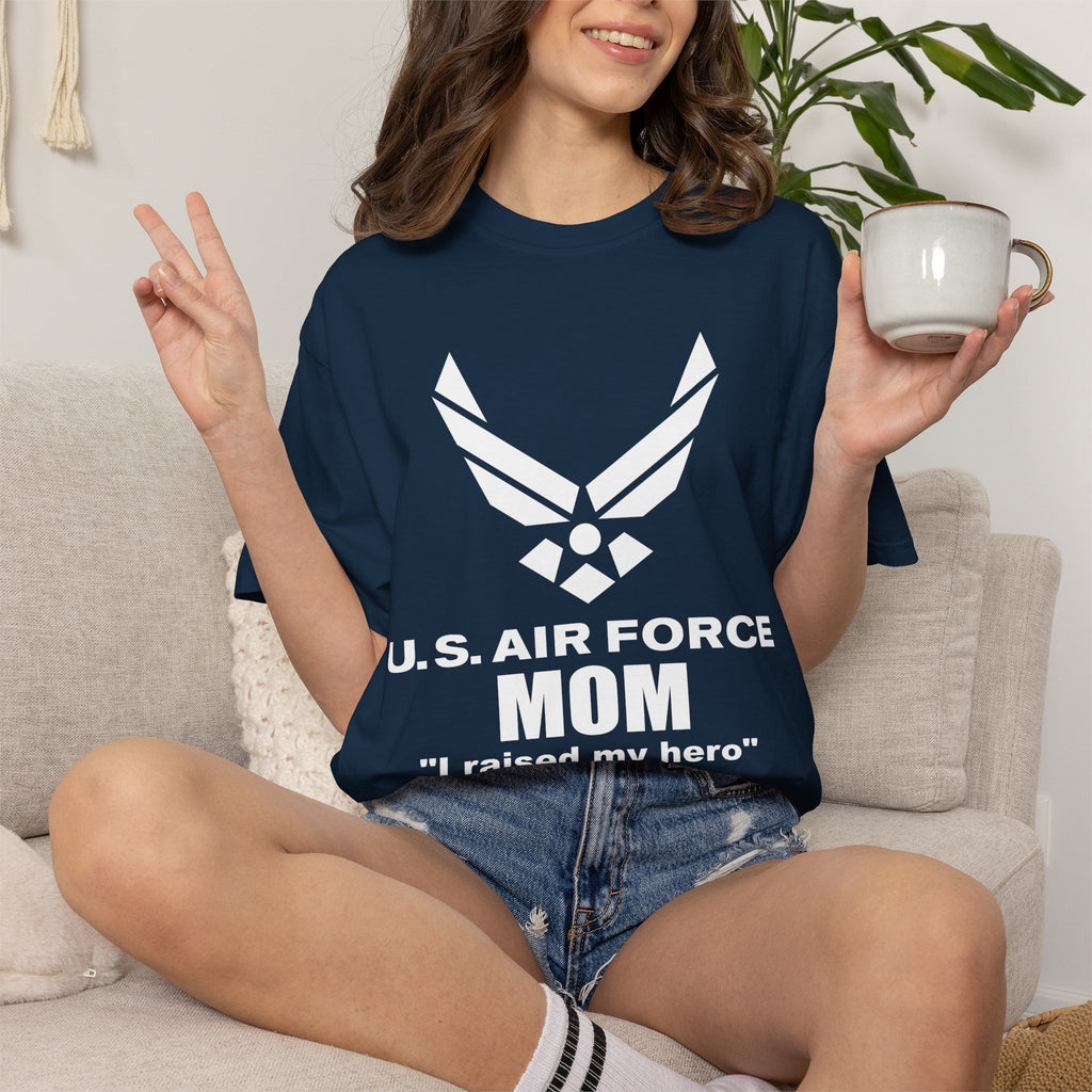 Personalized Air Force Mom Shirt – Custom USAF Family Tee with Rank, Aircraft & Message | Comfort Colors
