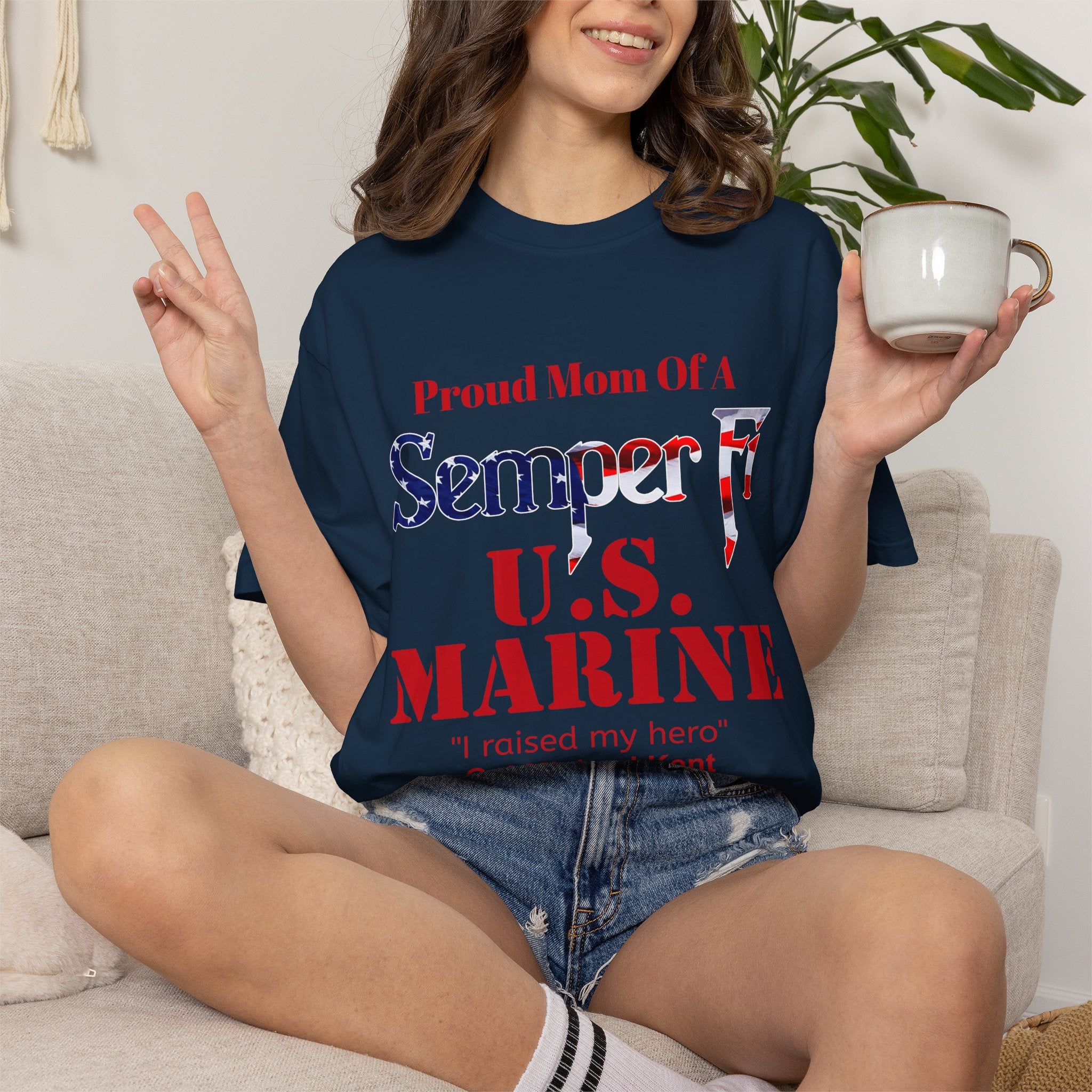 Custom Marine Mom Shirt – Personalized Semper Fi T-Shirt | Proud U.S. Marine Family Gift | Comfort Colors 1717