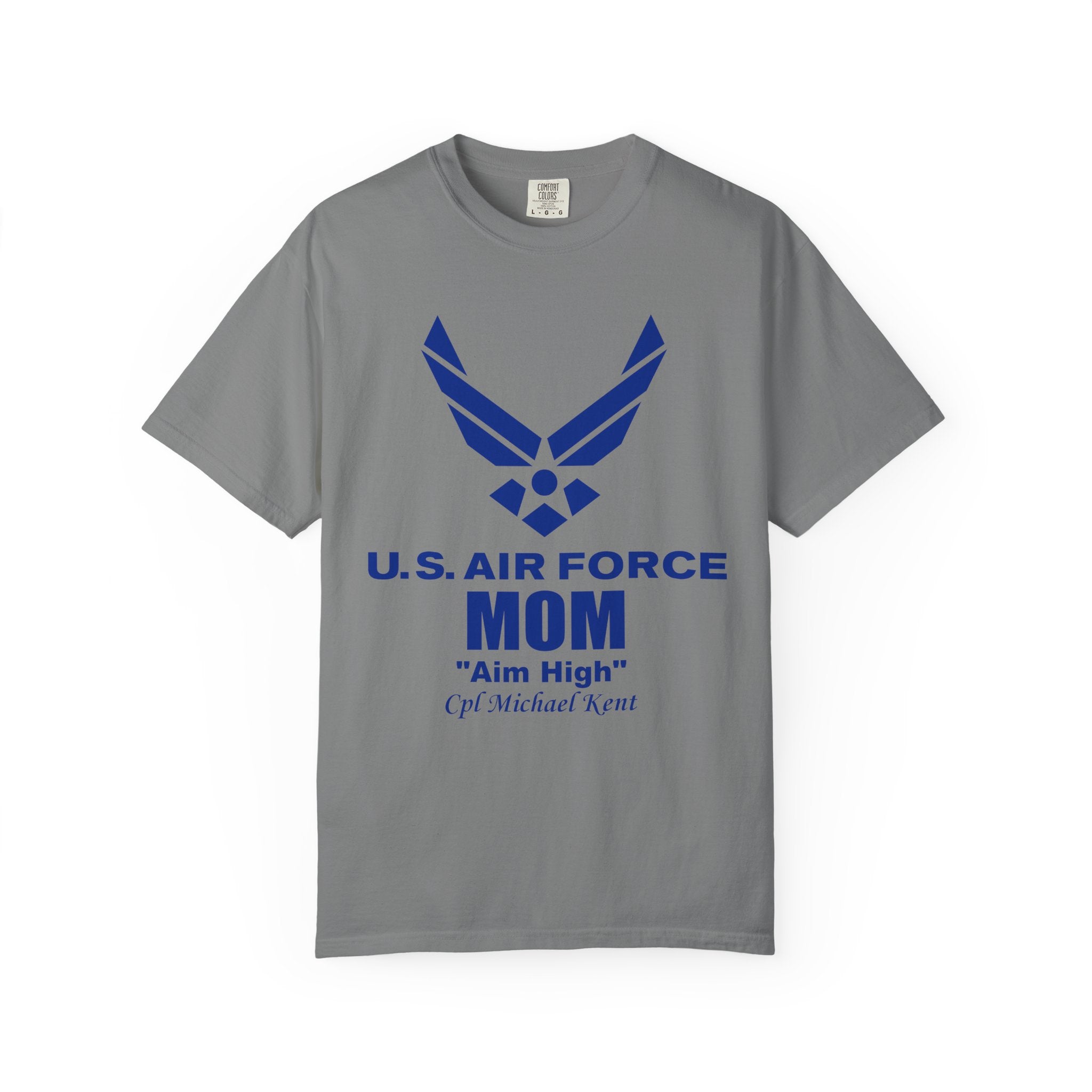 Custom Air Force Mom T-Shirt – Personalized Military Shirt with Rank, Name, Aircraft | Comfort Colors 1717
