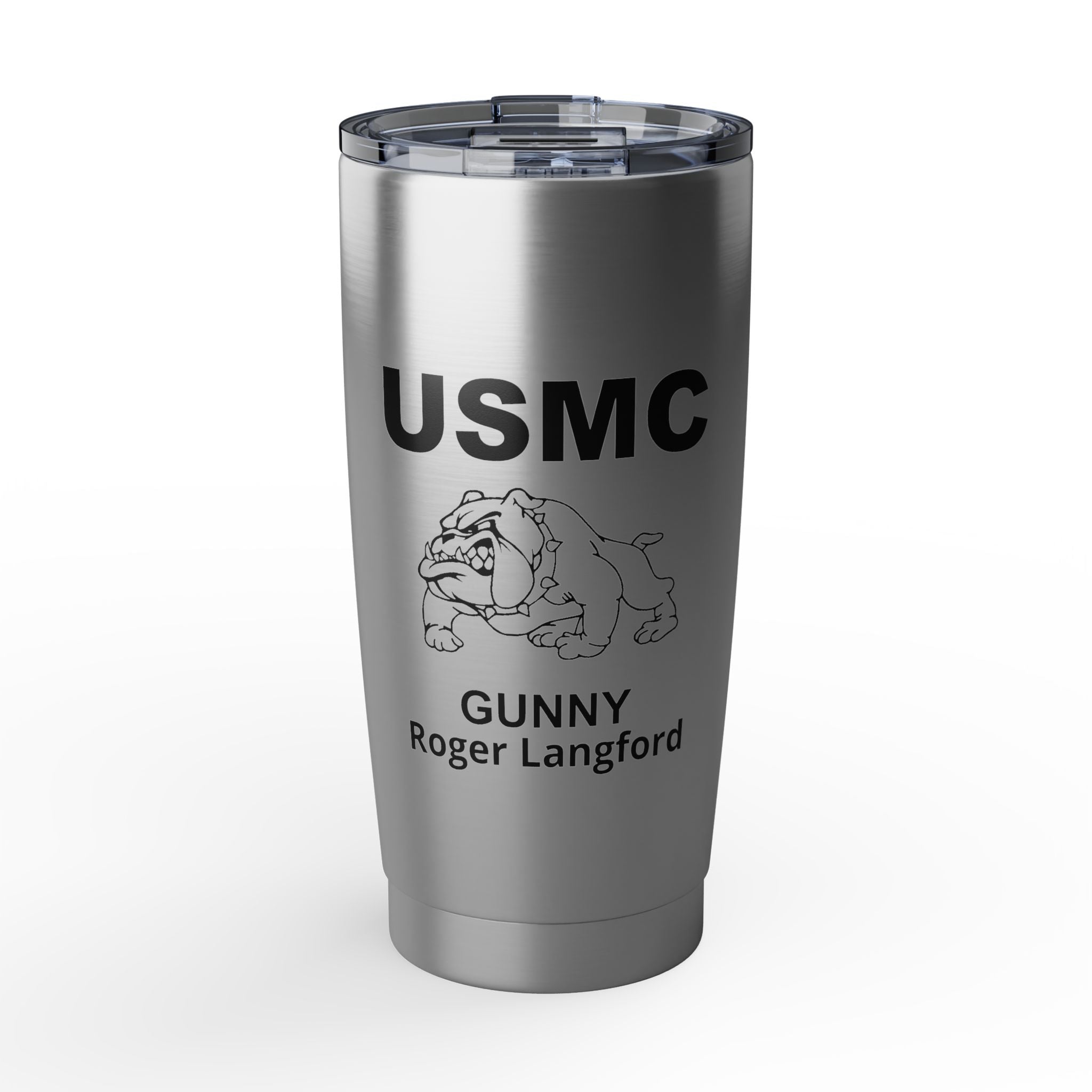 Custom USMC Bulldog 20oz Tumbler – Personalized Marine Corps Cup with Rank, Name or Message