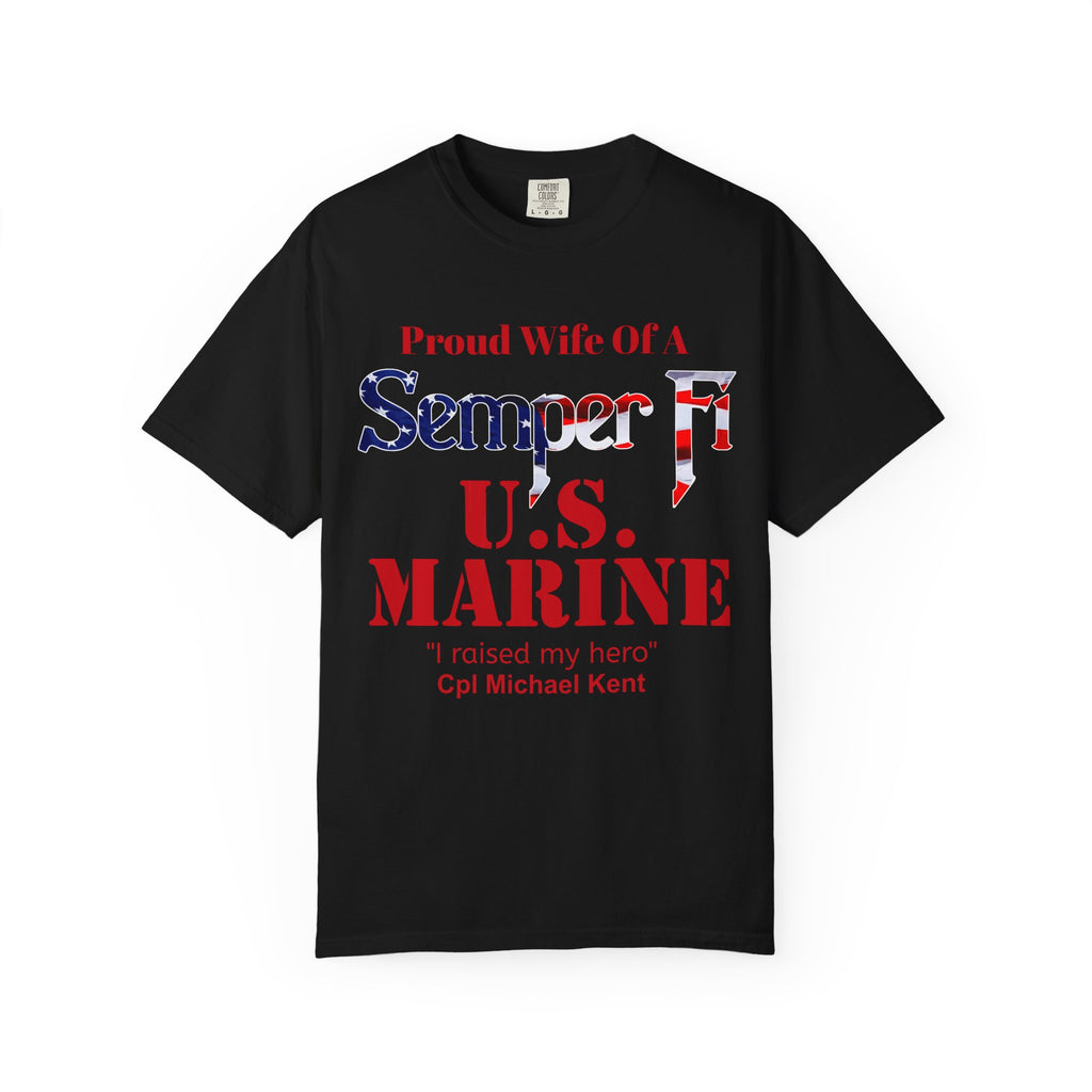 Custom Marine Wife Shirt – Personalized Semper Fi USMC T-Shirt | Proud Military Spouse Gift | Comfort Colors 1717