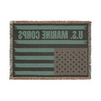 Custom U.S. Marine Corps American Flag Woven Blanket – Personalized USMC Blanket – Marine Veteran Gift