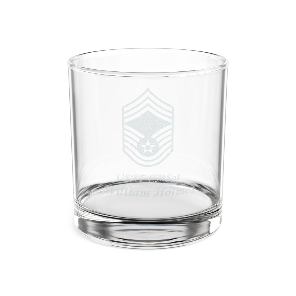 Custom U.S. Air Force Rank Engraved Rocks Glass – Personalized 10.5oz Whiskey Glass with Any USAF Rank