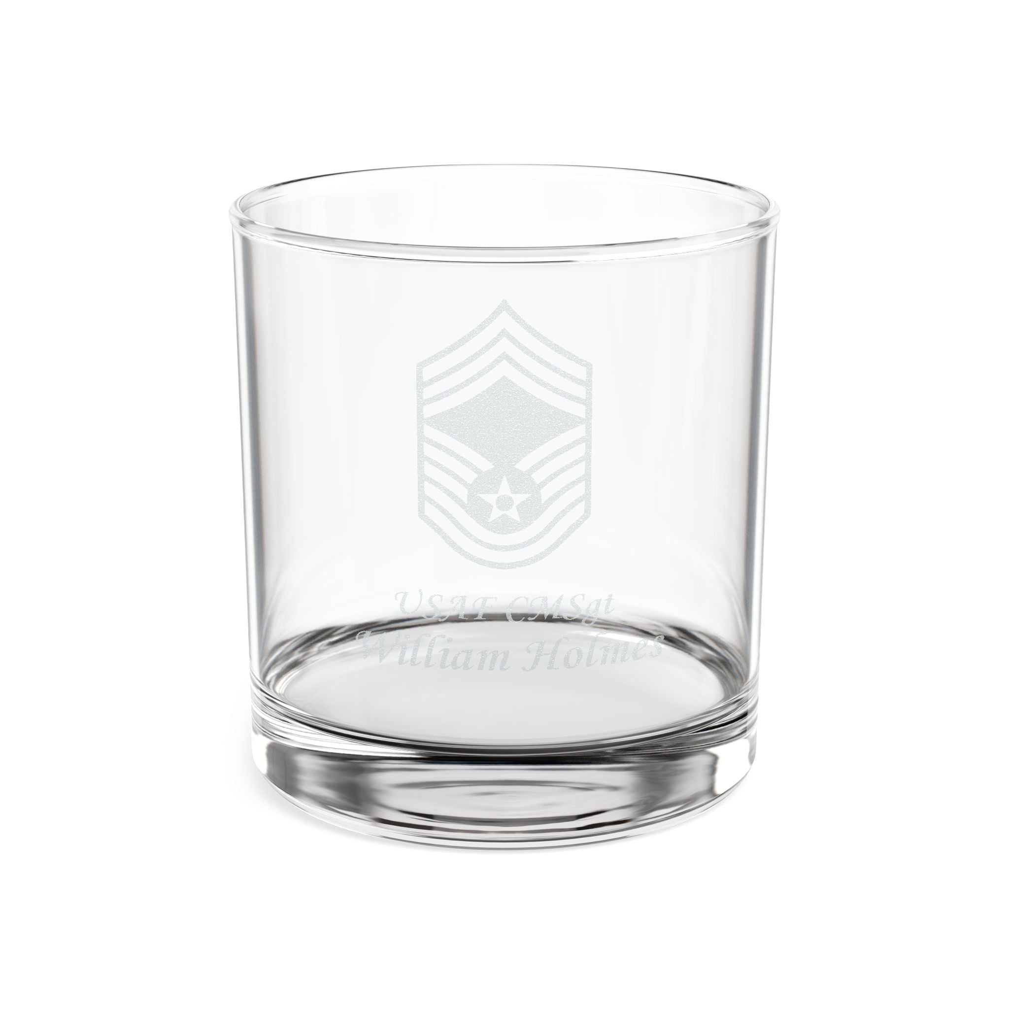 Custom U.S. Air Force Rank Engraved Rocks Glass – Personalized 10.5oz Whiskey Glass with Any USAF Rank