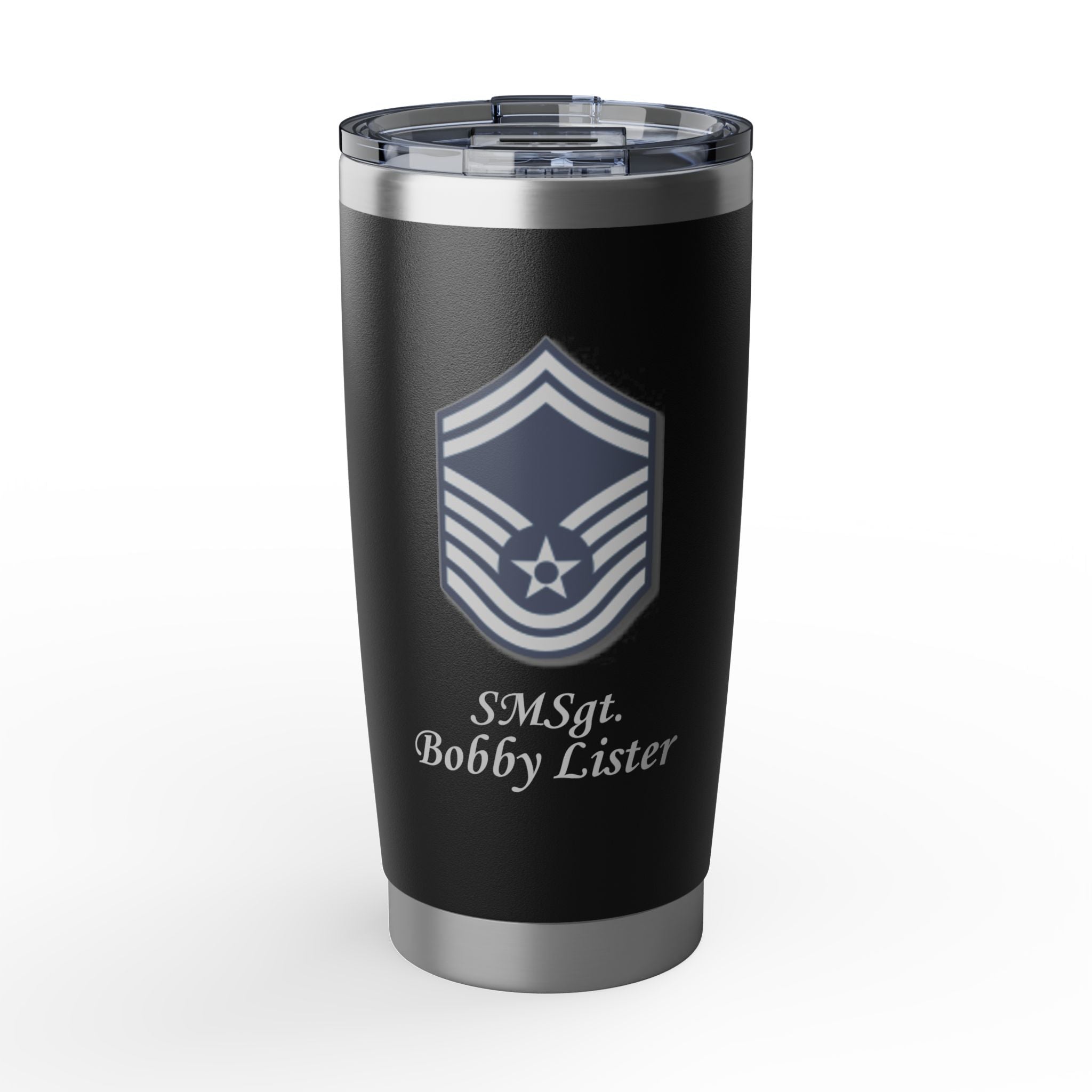 Custom Air Force Rank 20oz Tumbler – Personalized Military Cup with Rank, Name & Unit