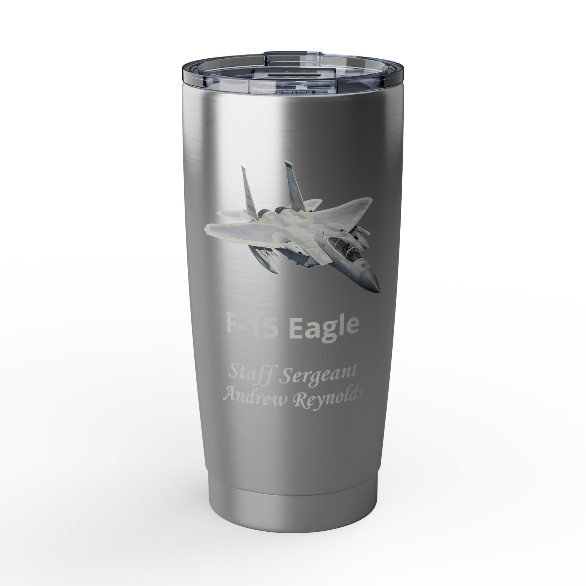 Custom Air Force Aircraft 20oz Tumbler – Personalized Military Cup with Plane, Name & Rank