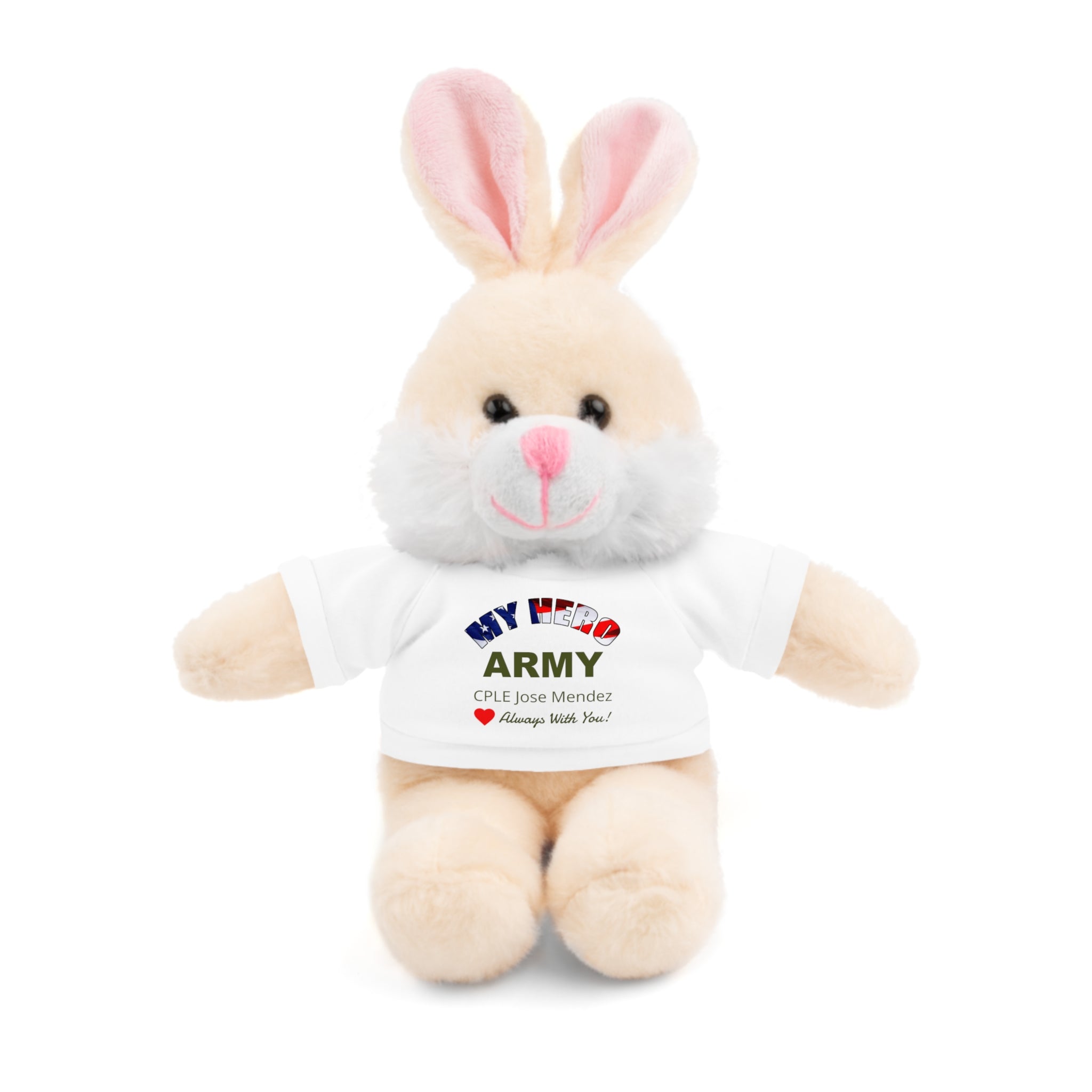 Custom U.S. Army Stuffed Animal with Personalized T-Shirt – 6 Plush Options, 5 Shirt Colors