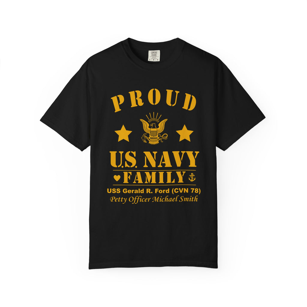 Custom Proud Navy Family Comfort Colors T-Shirt – Personalized U.S. Navy Family Shirt with Name, Ship & Rank