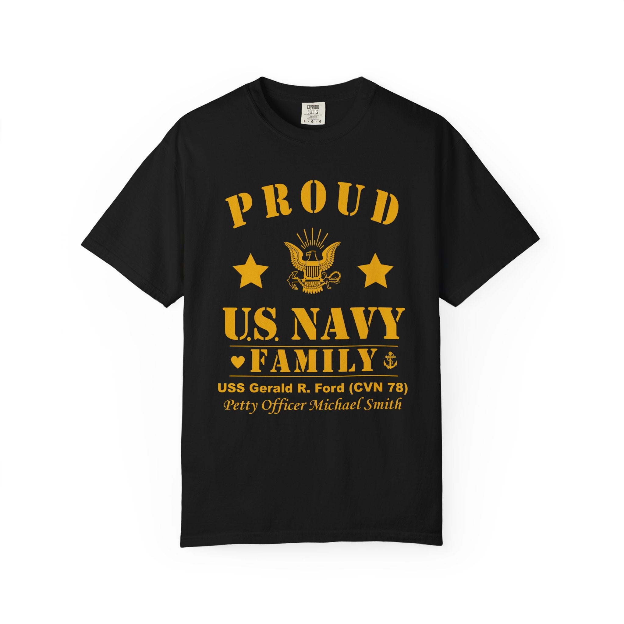 Custom Proud Navy Family Comfort Colors T-Shirt – Personalized U.S. Navy Family Shirt with Name, Ship & Rank