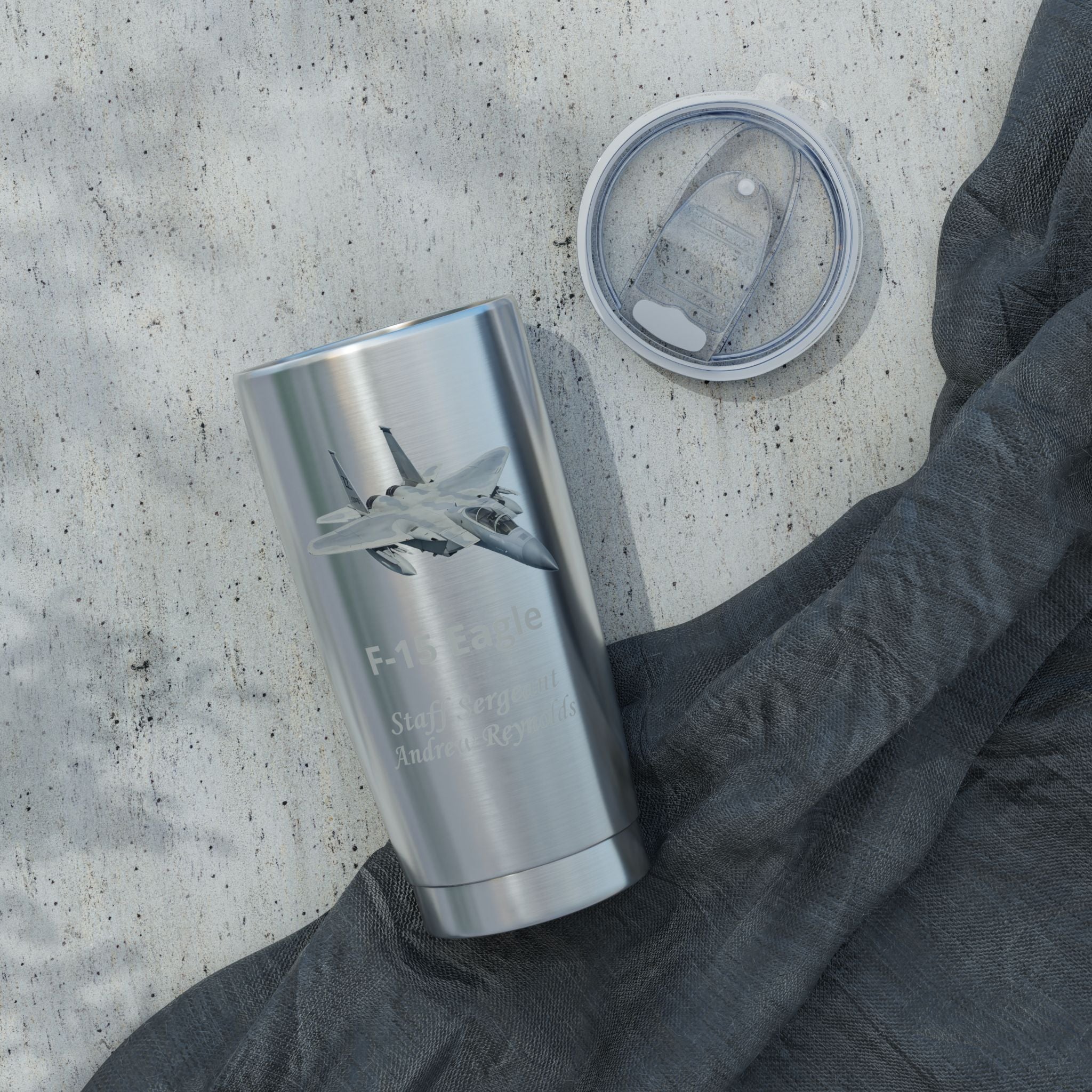 Custom Air Force Aircraft 20oz Tumbler – Personalized Military Cup with Plane, Name & Rank
