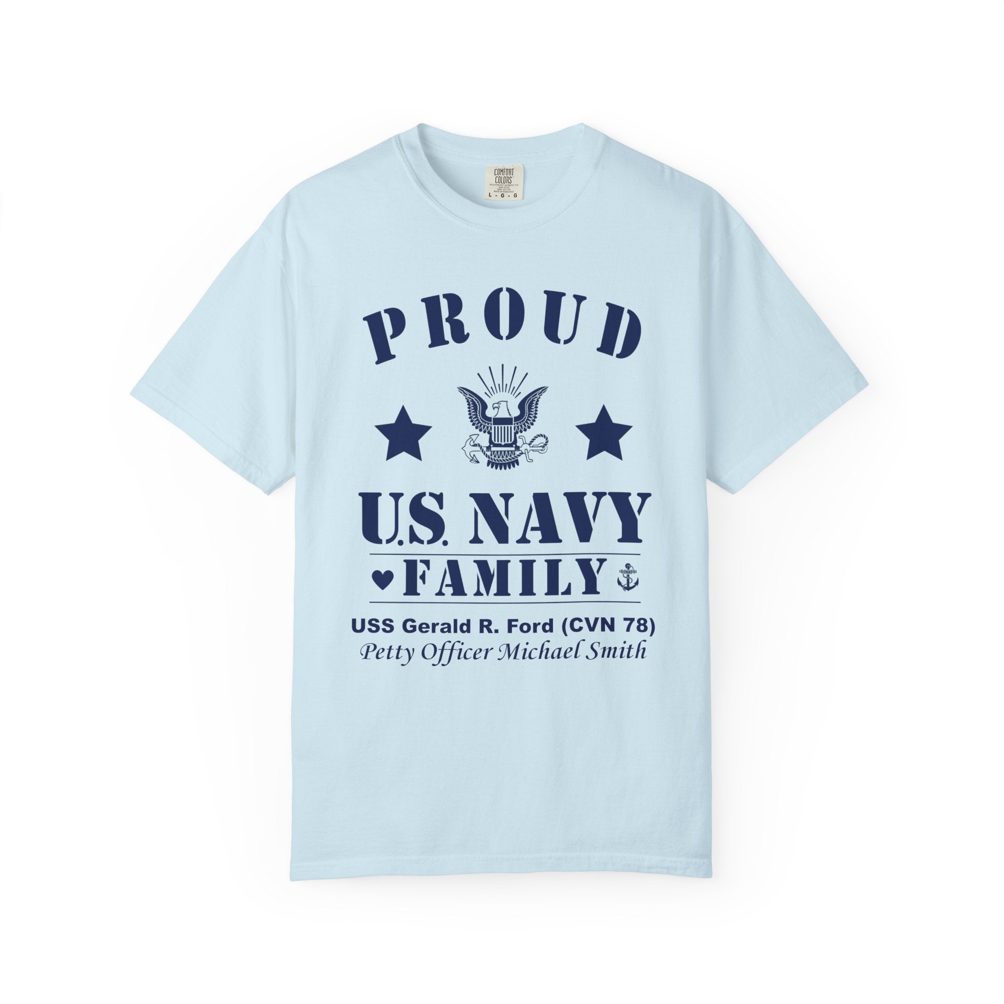 Custom Proud Navy Family Comfort Colors T-Shirt – Personalized U.S. Navy Family Shirt with Name, Ship & Rank
