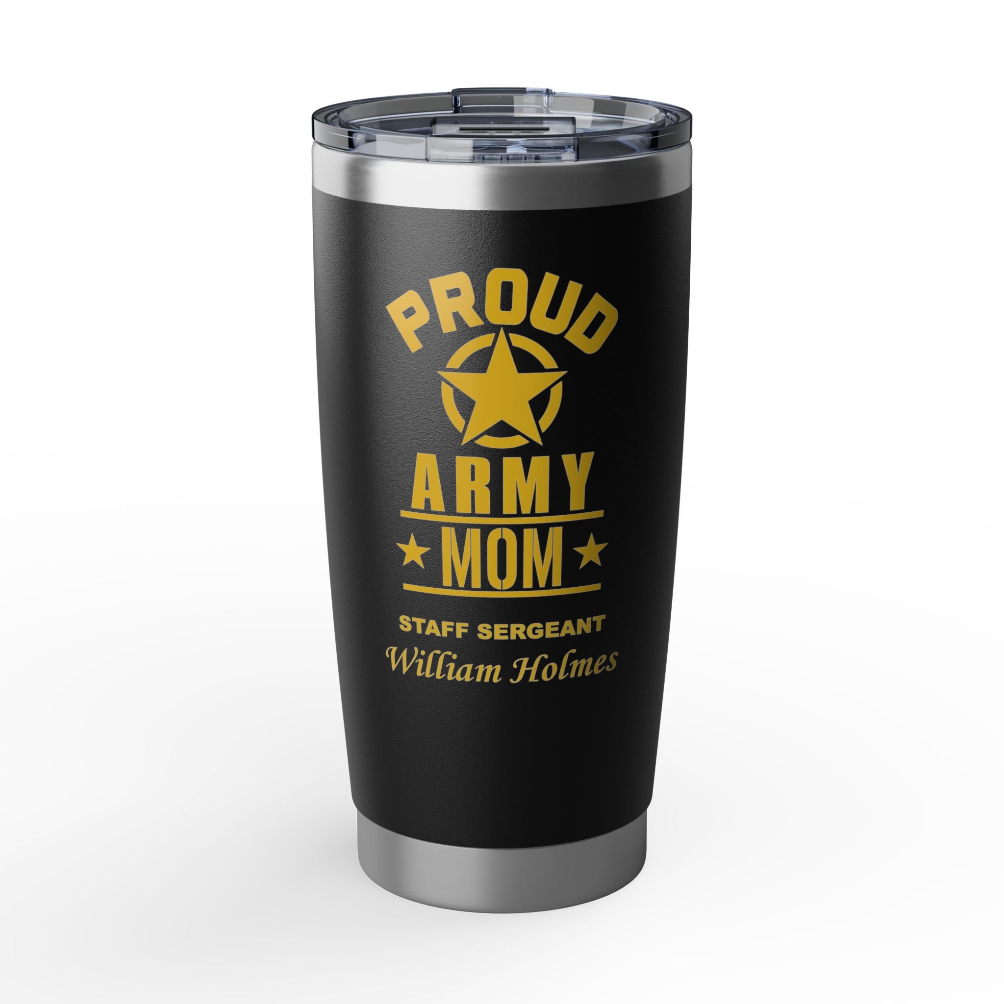 Proud Army Mom Personalized 20oz Tumbler — Custom U.S. Army Mom Tumbler – Personalized Military Mom Gift with Name, Rank or Message
