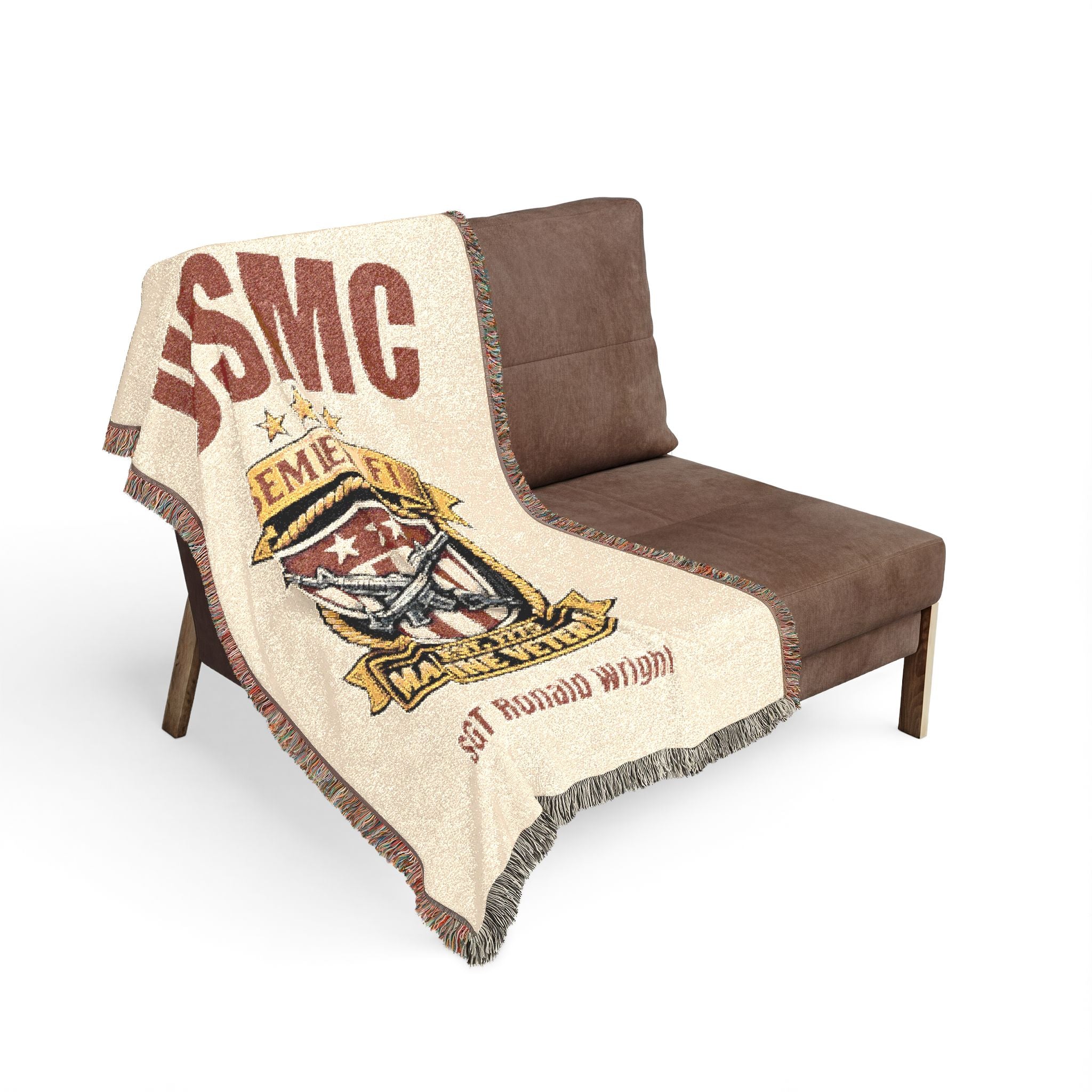 Custom U.S. Marine Corps Woven Blanket – Personalized USMC Gift – Upload Your Own Design