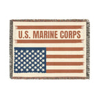 Custom U.S. Marine Corps American Flag Woven Blanket – Personalized USMC Blanket – Marine Veteran Gift