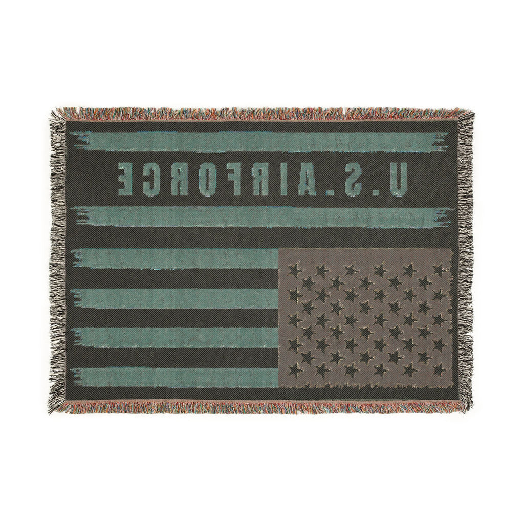 Custom U.S. Air Force American Flag Woven Blanket – Personalized USAF Military Gift with Name, Rank & Message