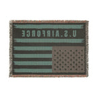Custom U.S. Air Force American Flag Woven Blanket – Personalized USAF Military Gift with Name, Rank & Message