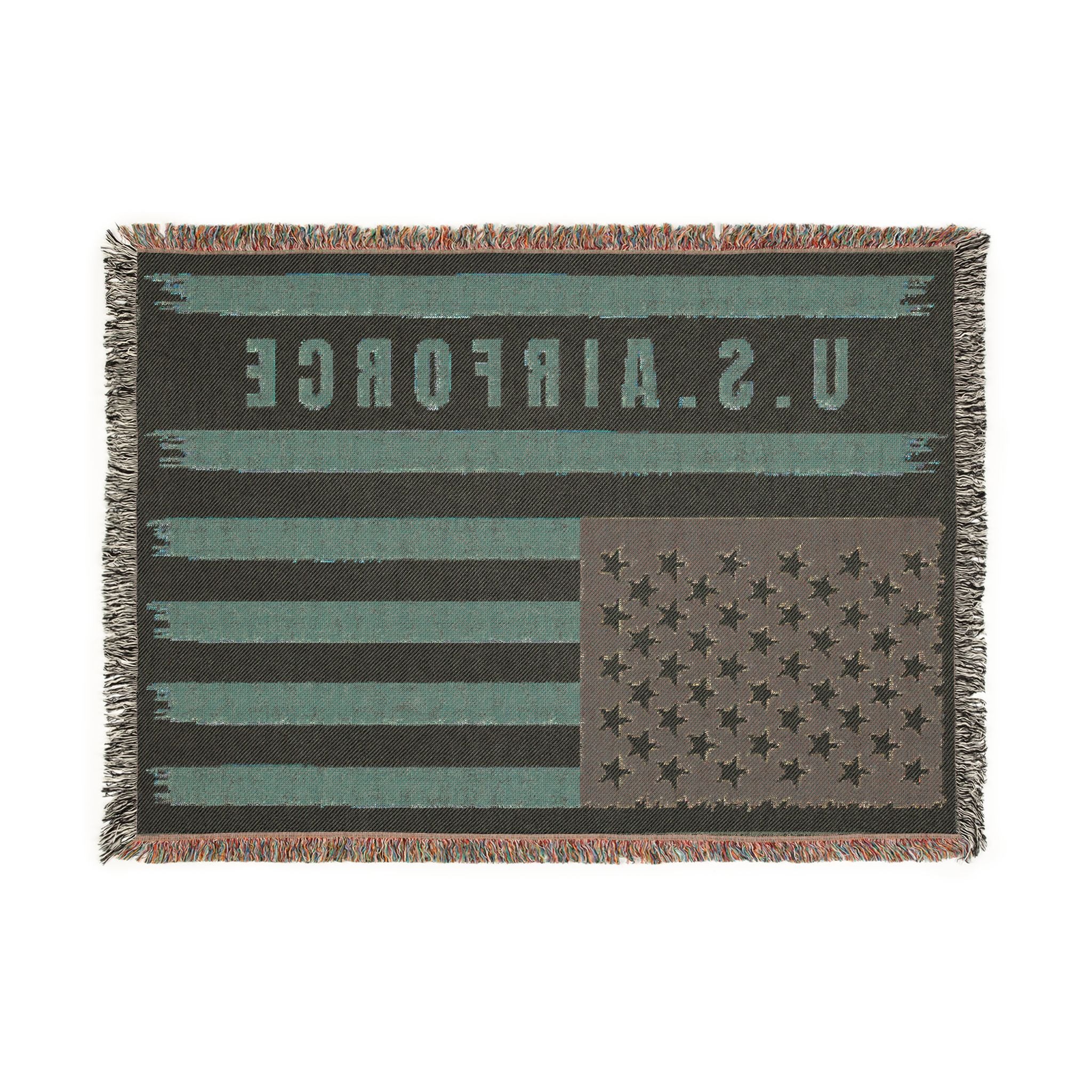 Custom U.S. Air Force American Flag Woven Blanket – Personalized USAF Military Gift with Name, Rank & Message