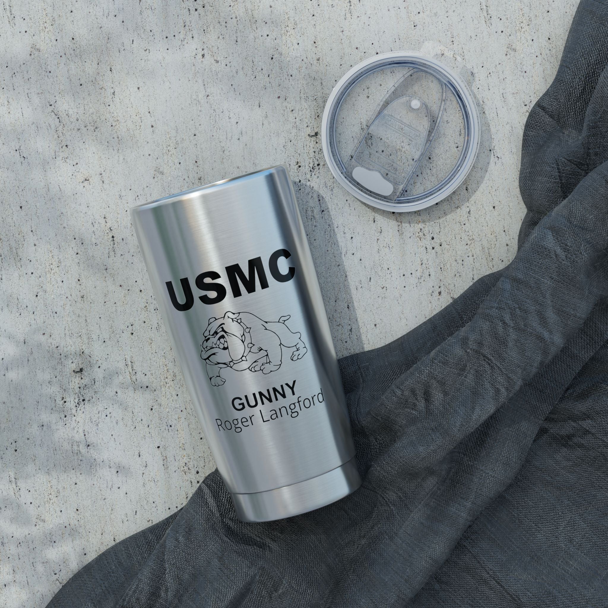 Custom USMC Bulldog 20oz Tumbler – Personalized Marine Corps Cup with Rank, Name or Message