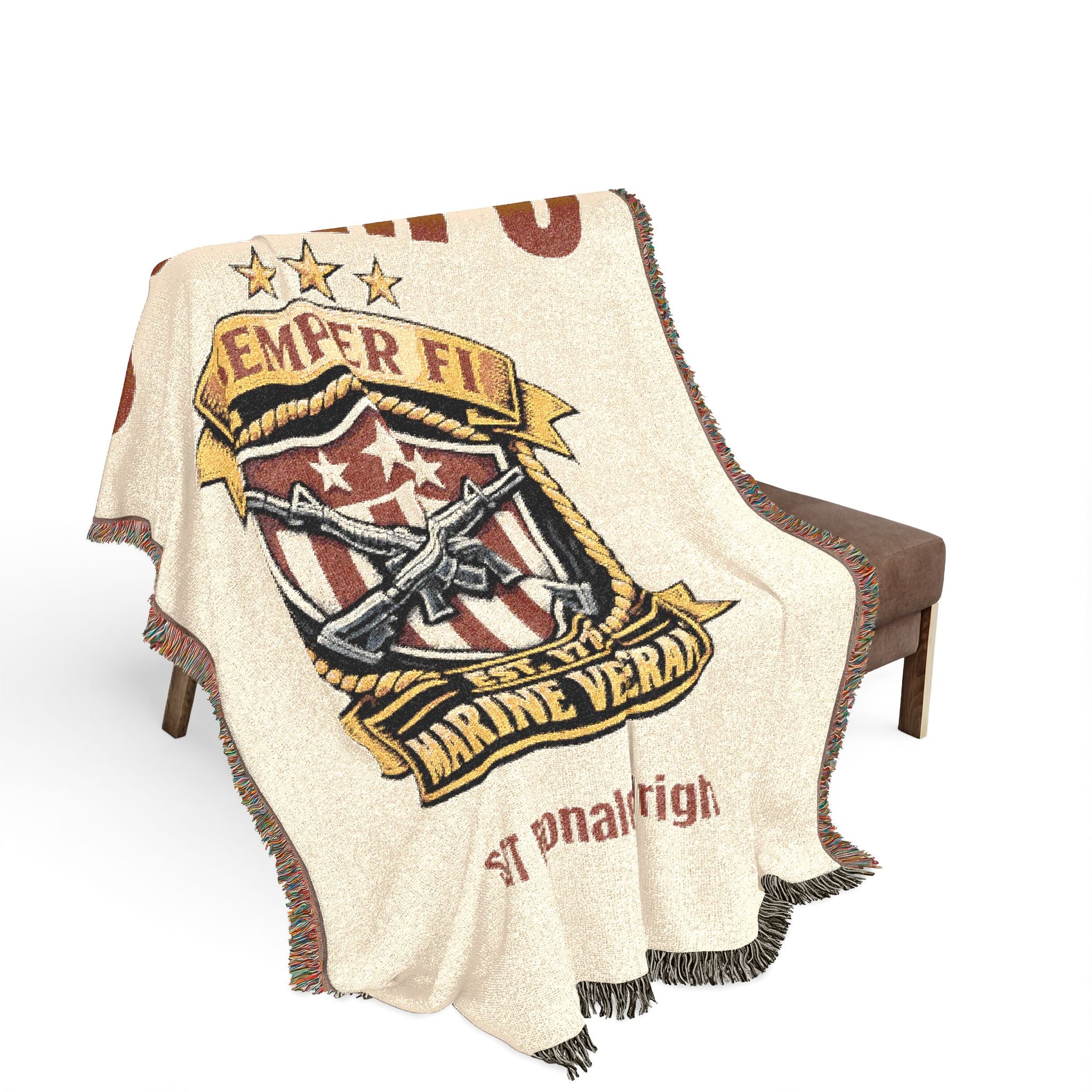 Custom U.S. Marine Corps Woven Blanket – Personalized USMC Gift – Upload Your Own Design