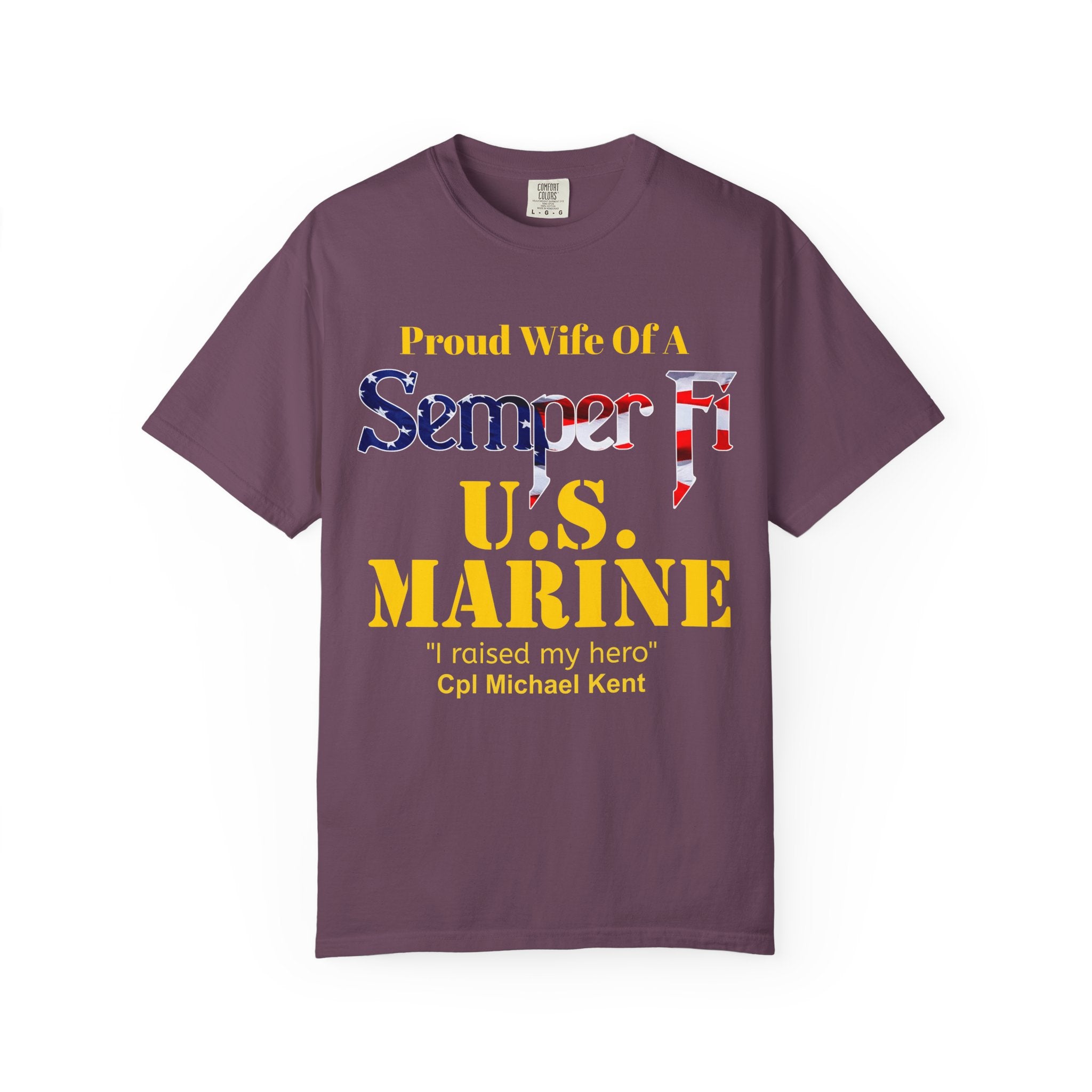 Personalized Marine Wife Gold Letters Shirt – Custom Semper Fi USMC Tee | Proud Military Spouse Gift | Comfort Colors 1717
